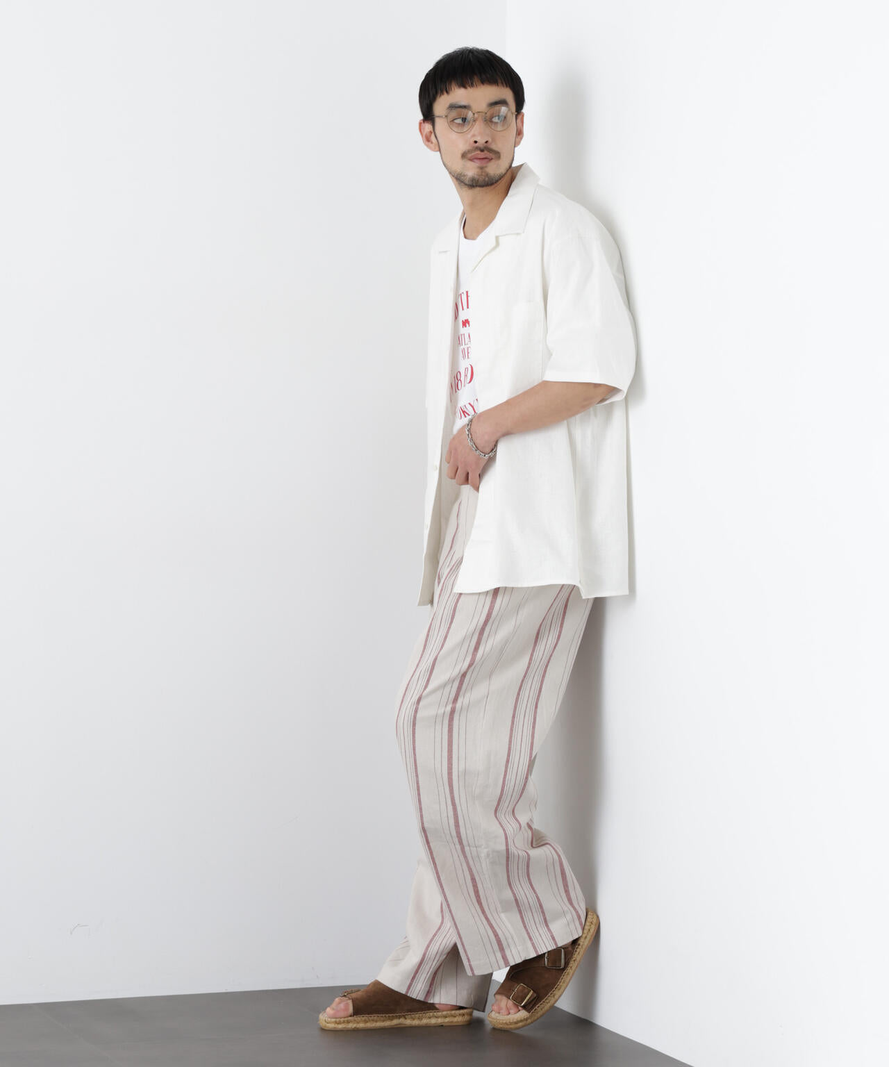 「FRENCH LINEN」 ストライプスラックス 6686127218