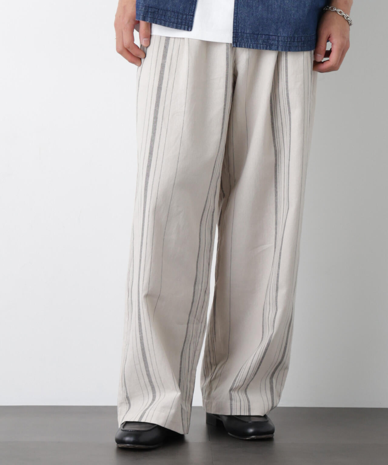 「FRENCH LINEN」 ストライプスラックス 6686127218