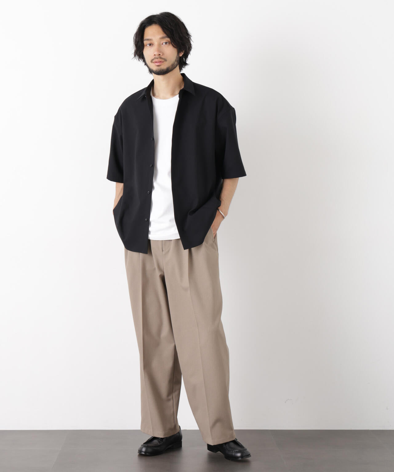 「OtoNANO」 大人のワイドパンツ Reflax(R) ドライオックス/吸水速乾(セットアップ可) 6686127233