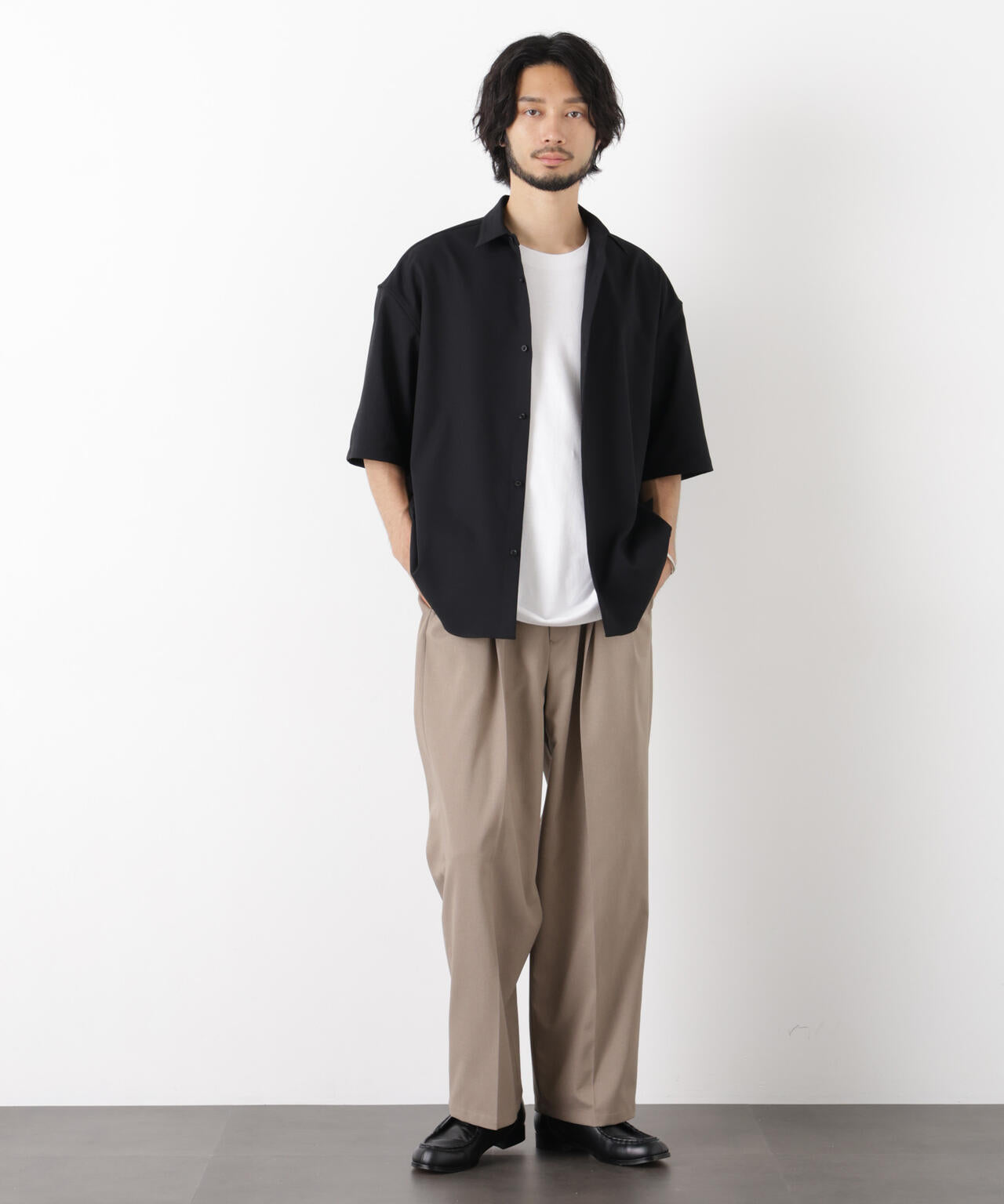 「OtoNANO」 大人のワイドパンツ Reflax(R) ドライオックス/吸水速乾(セットアップ可) 6686127233