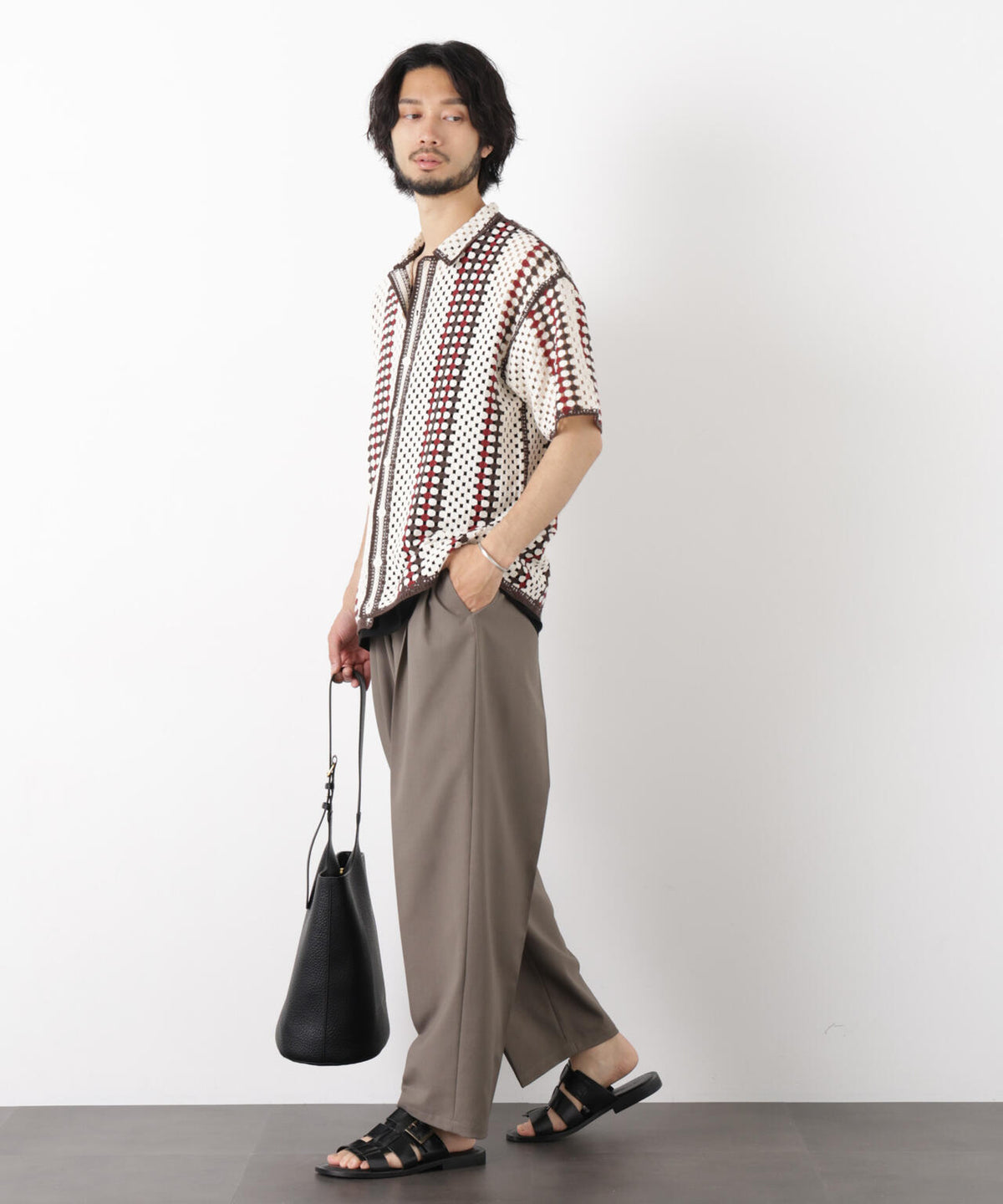 「OtoNANO」 大人のワイドパンツ Reflax(R) ドライオックス/吸水速乾(セットアップ可) 6686127233