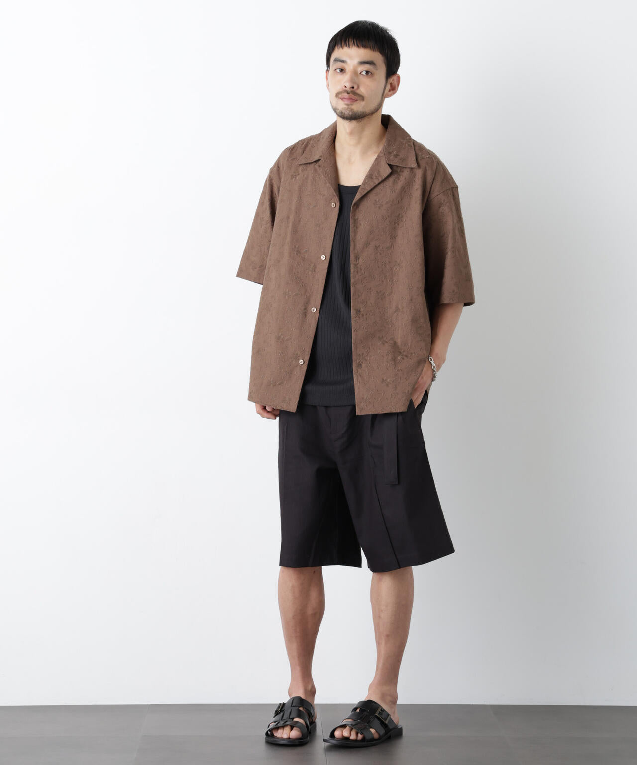 「FRENCH LINEN」 ベルテッドワイドショーツ 6686128201