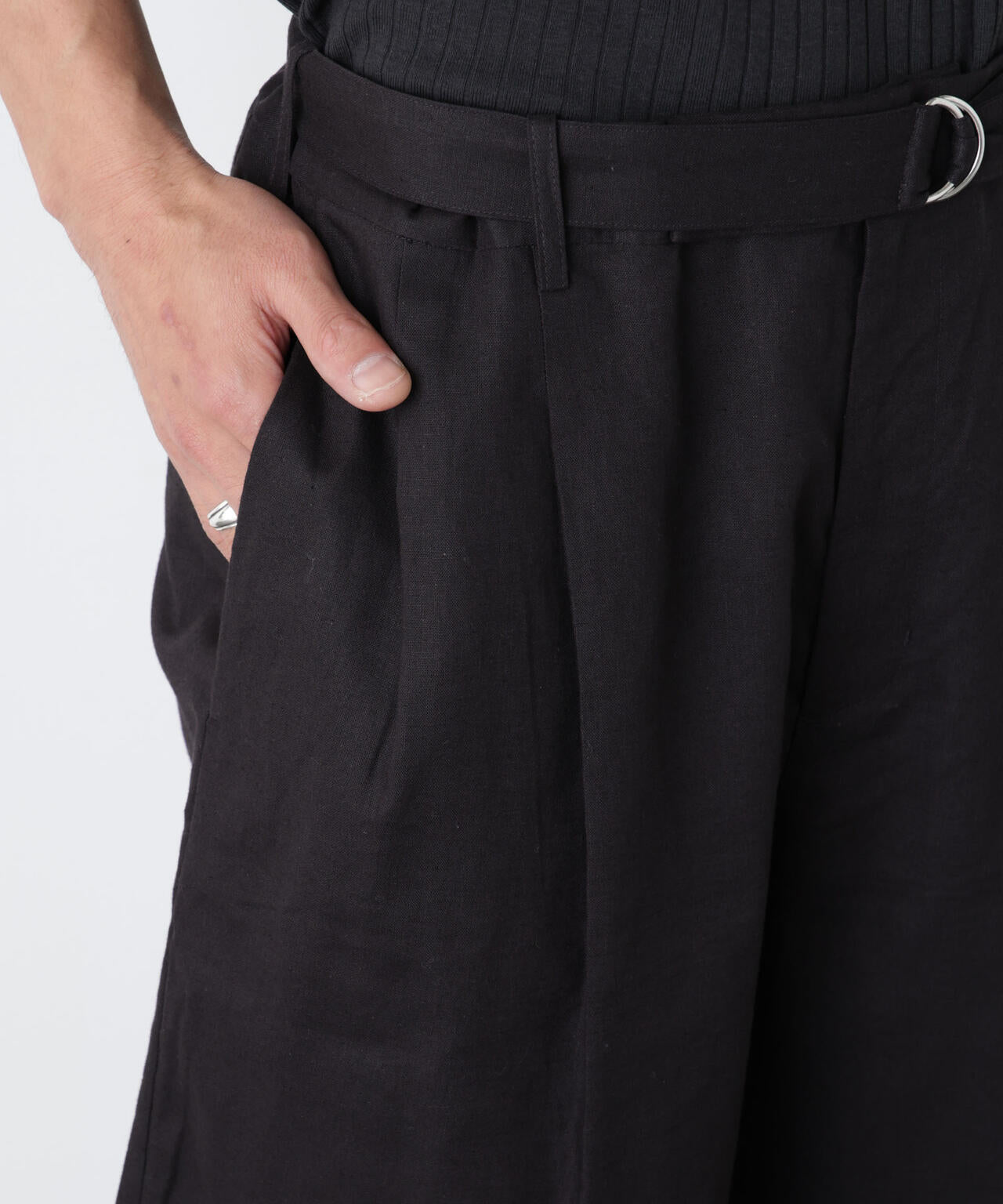 「FRENCH LINEN」 ベルテッドワイドショーツ 6686128201