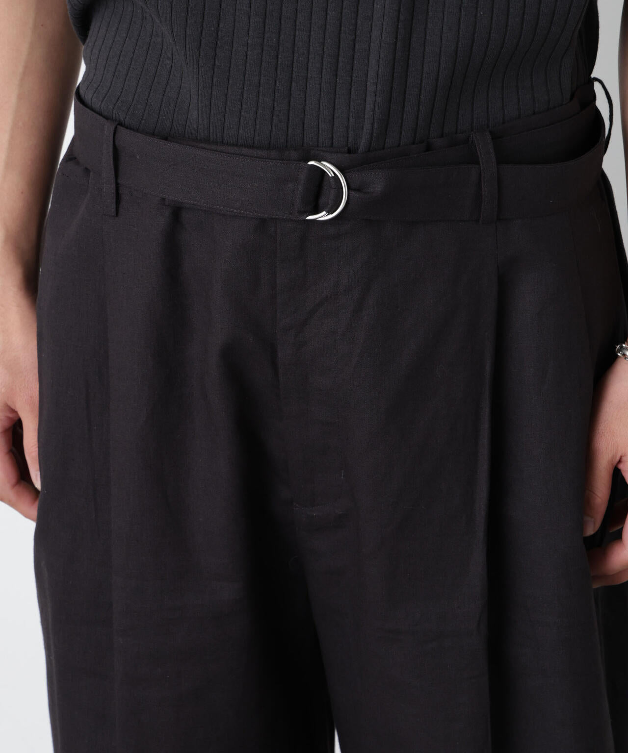 「FRENCH LINEN」 ベルテッドワイドショーツ 6686128201