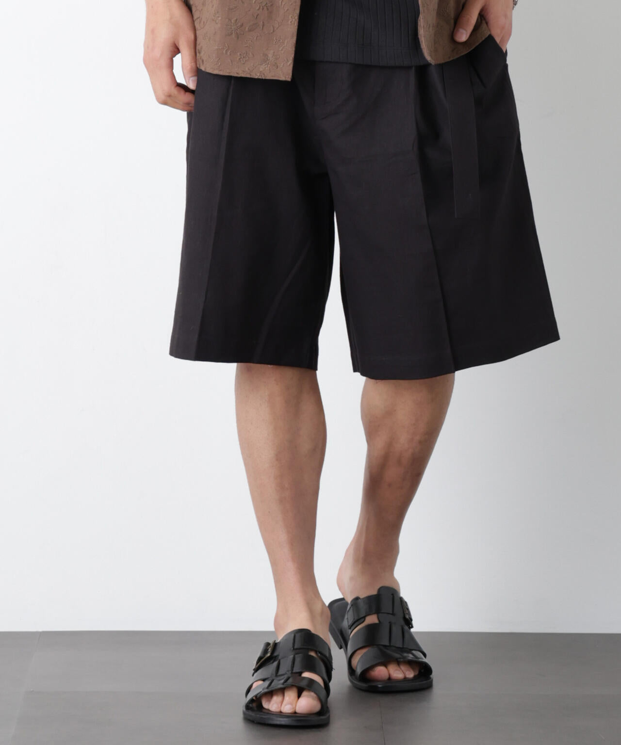 「FRENCH LINEN」 ベルテッドワイドショーツ 6686128201