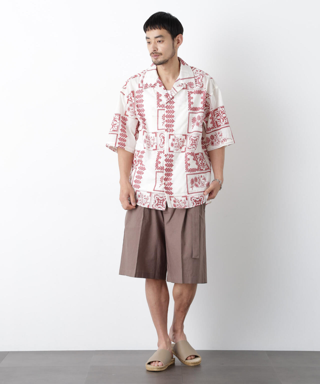 「FRENCH LINEN」 ベルテッドワイドショーツ 6686128201