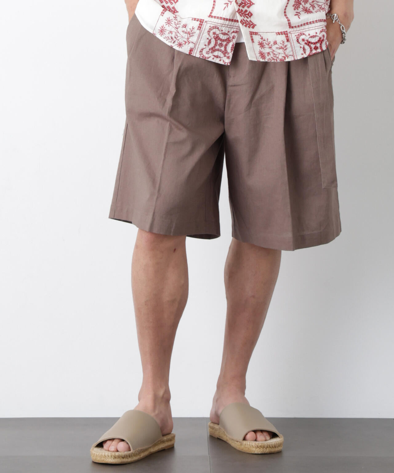 「FRENCH LINEN」 ベルテッドワイドショーツ 6686128201