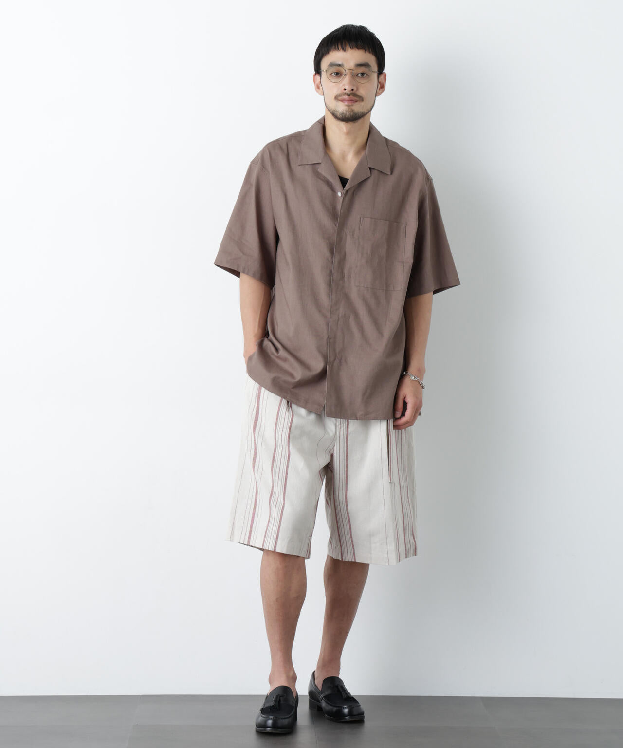 「FRENCH LINEN」 ベルテッドワイドショーツ 6686128201