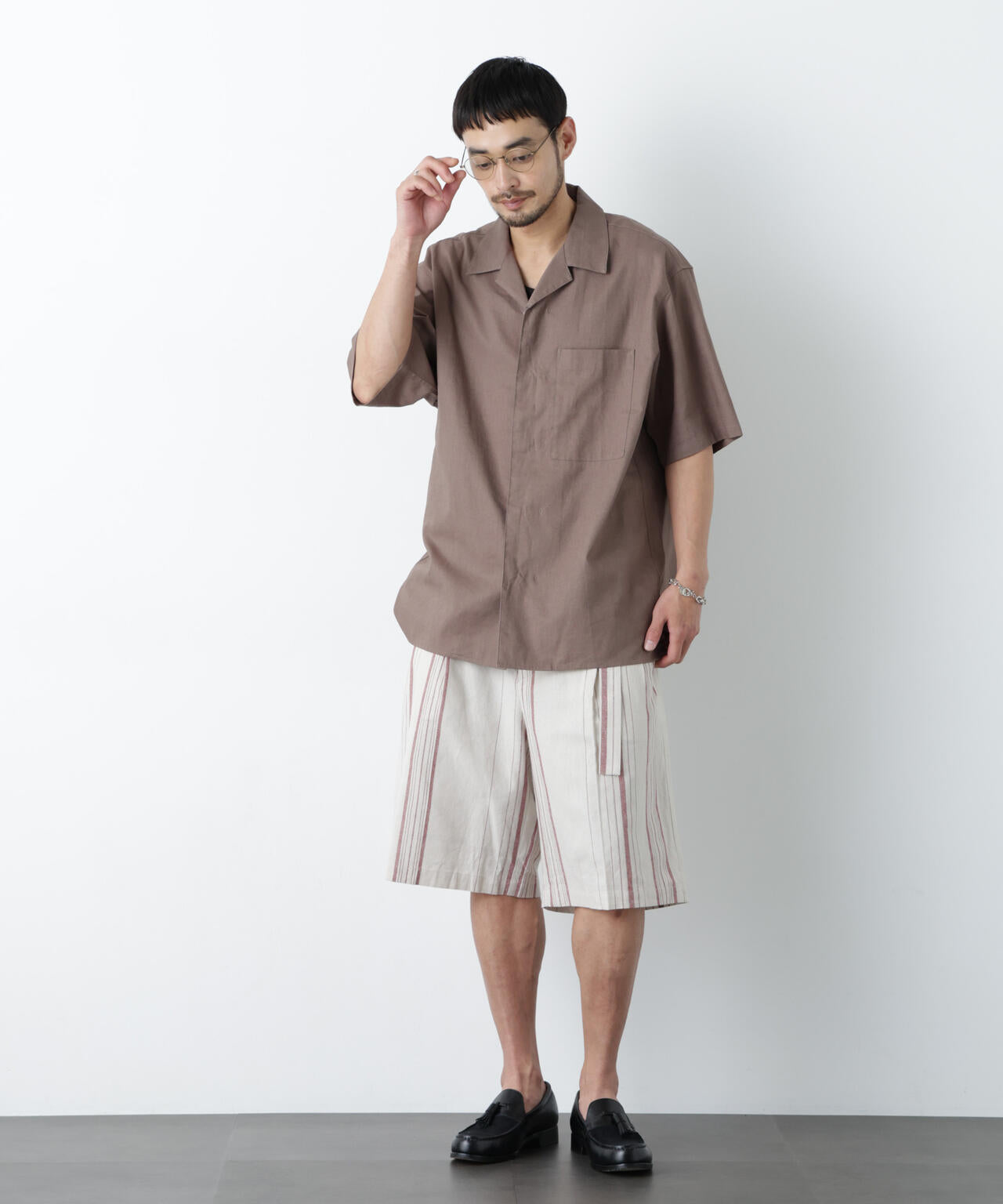 「FRENCH LINEN」 ベルテッドワイドショーツ 6686128201