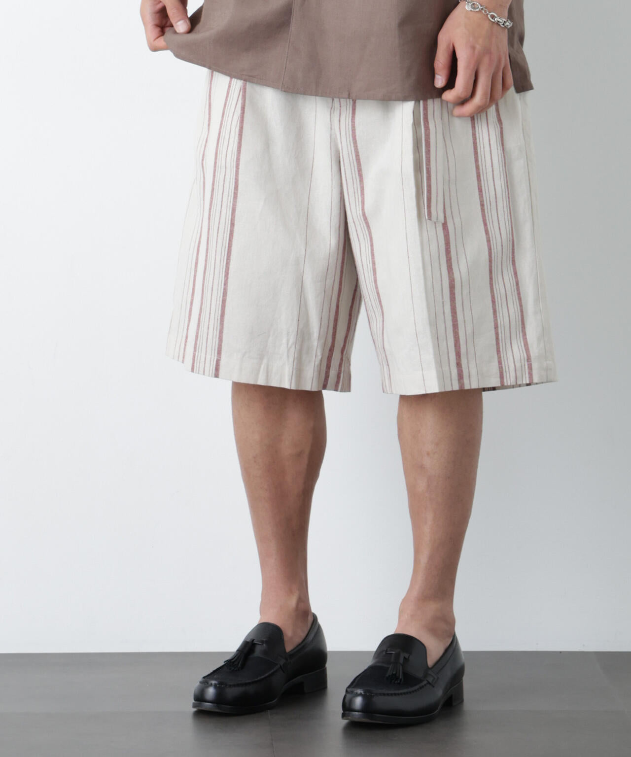 「FRENCH LINEN」 ベルテッドワイドショーツ 6686128201