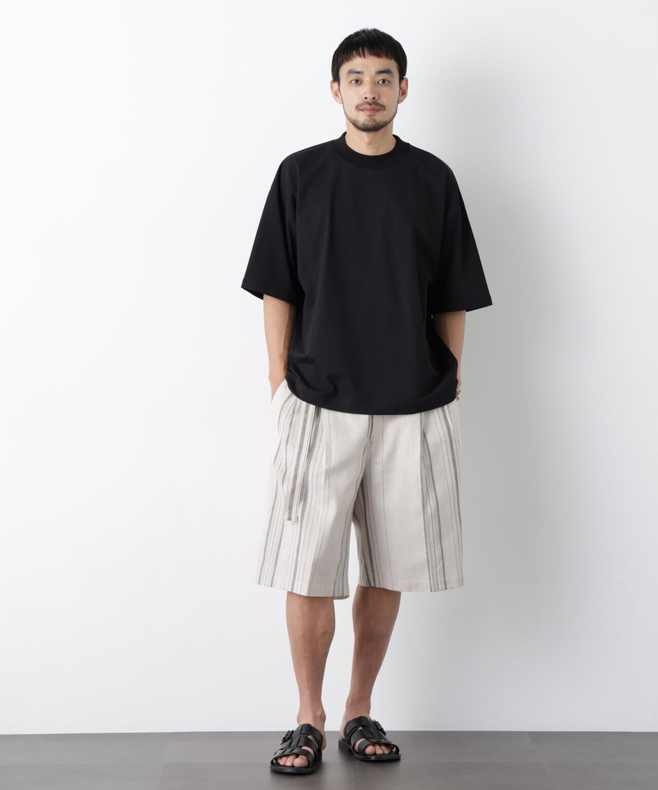 「FRENCH LINEN」 ベルテッドワイドショーツ 6686128201