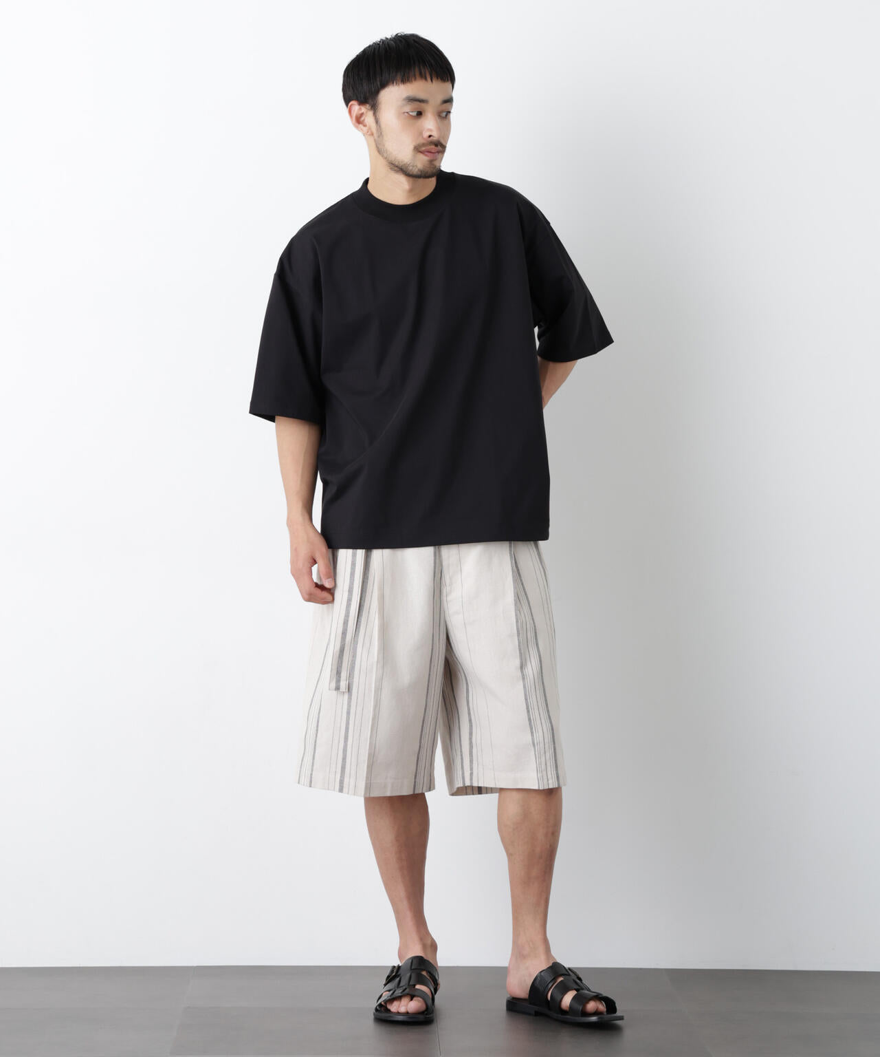 「FRENCH LINEN」 ベルテッドワイドショーツ 6686128201