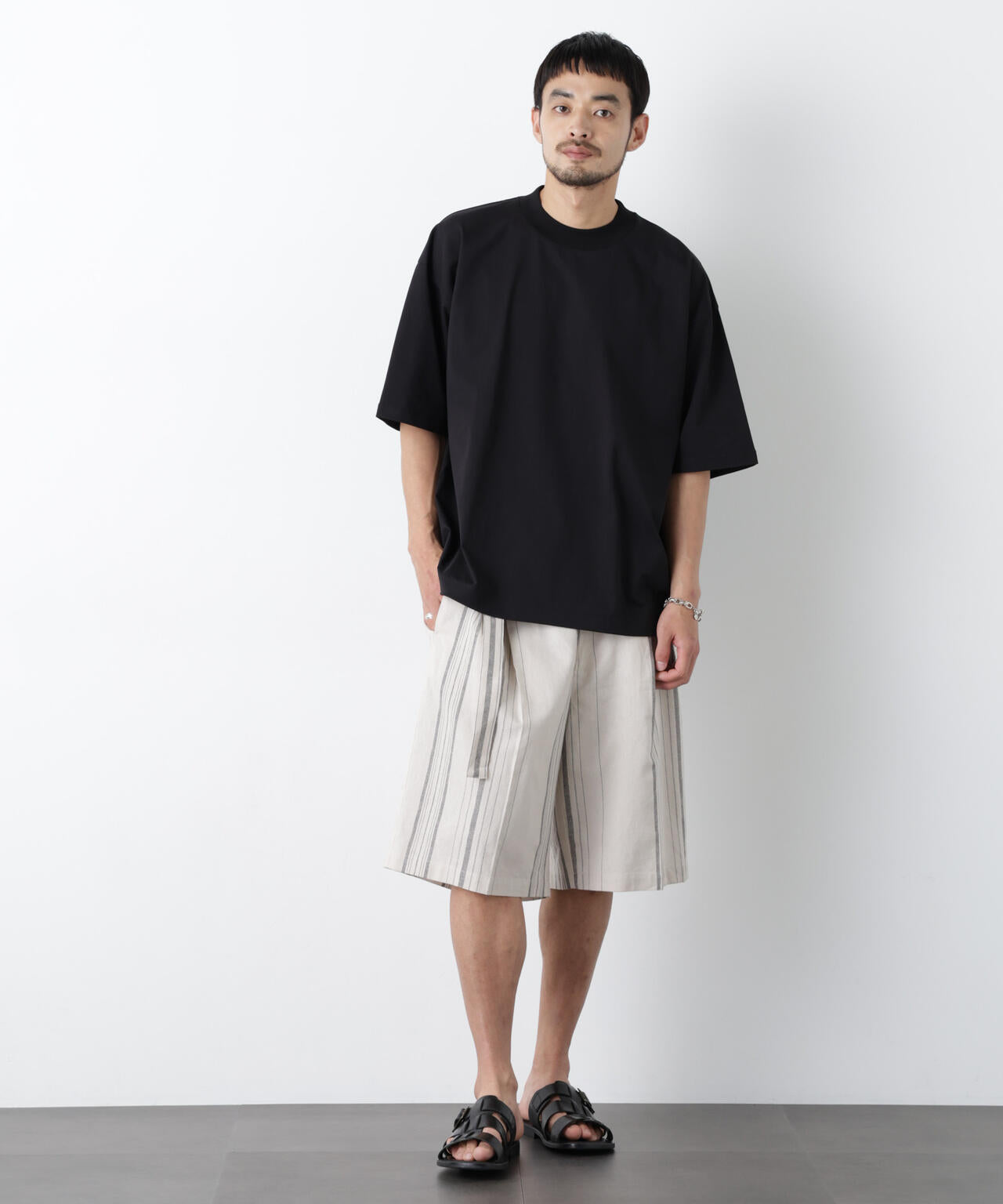 「FRENCH LINEN」 ベルテッドワイドショーツ 6686128201