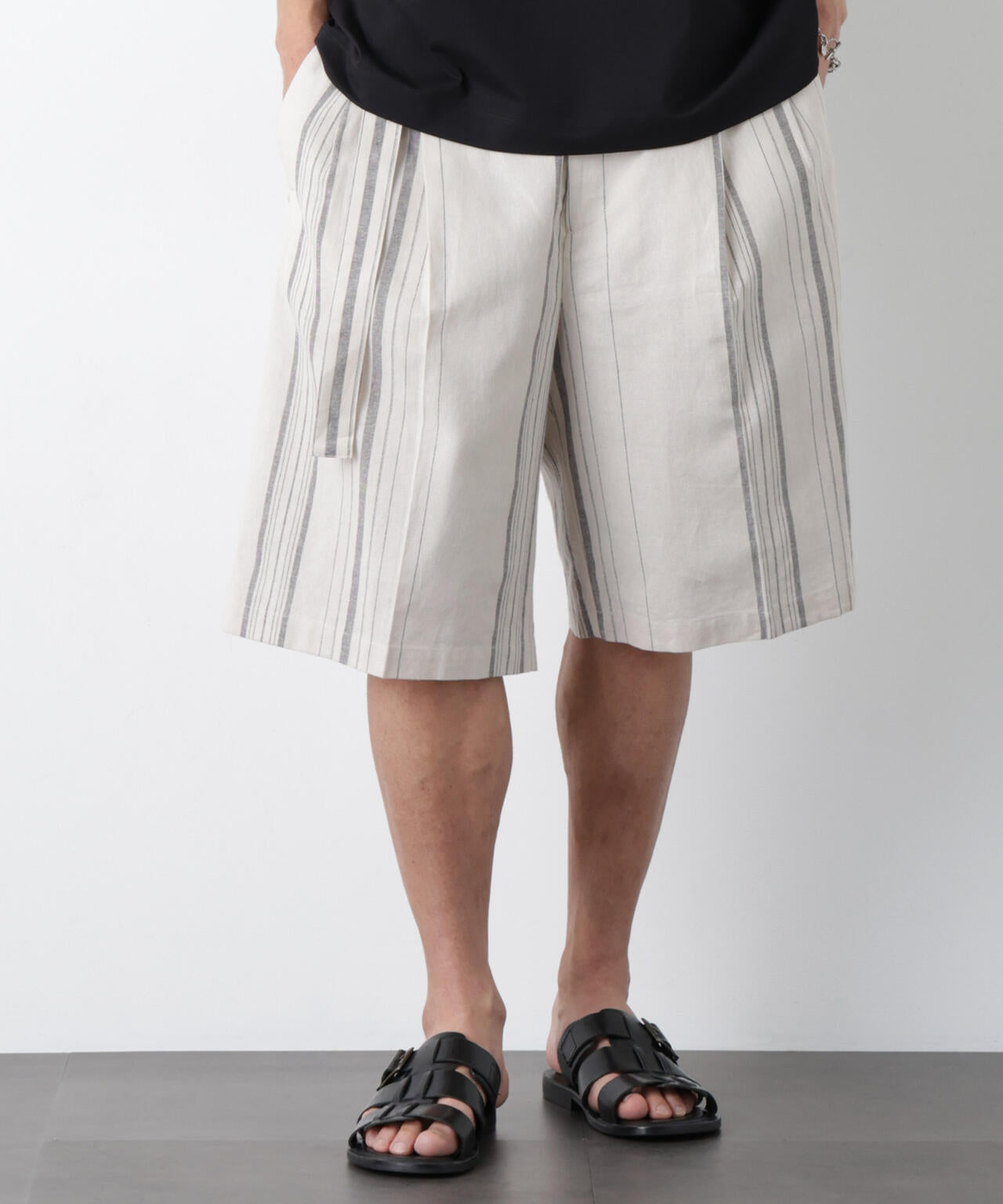 「FRENCH LINEN」 ベルテッドワイドショーツ 6686128201