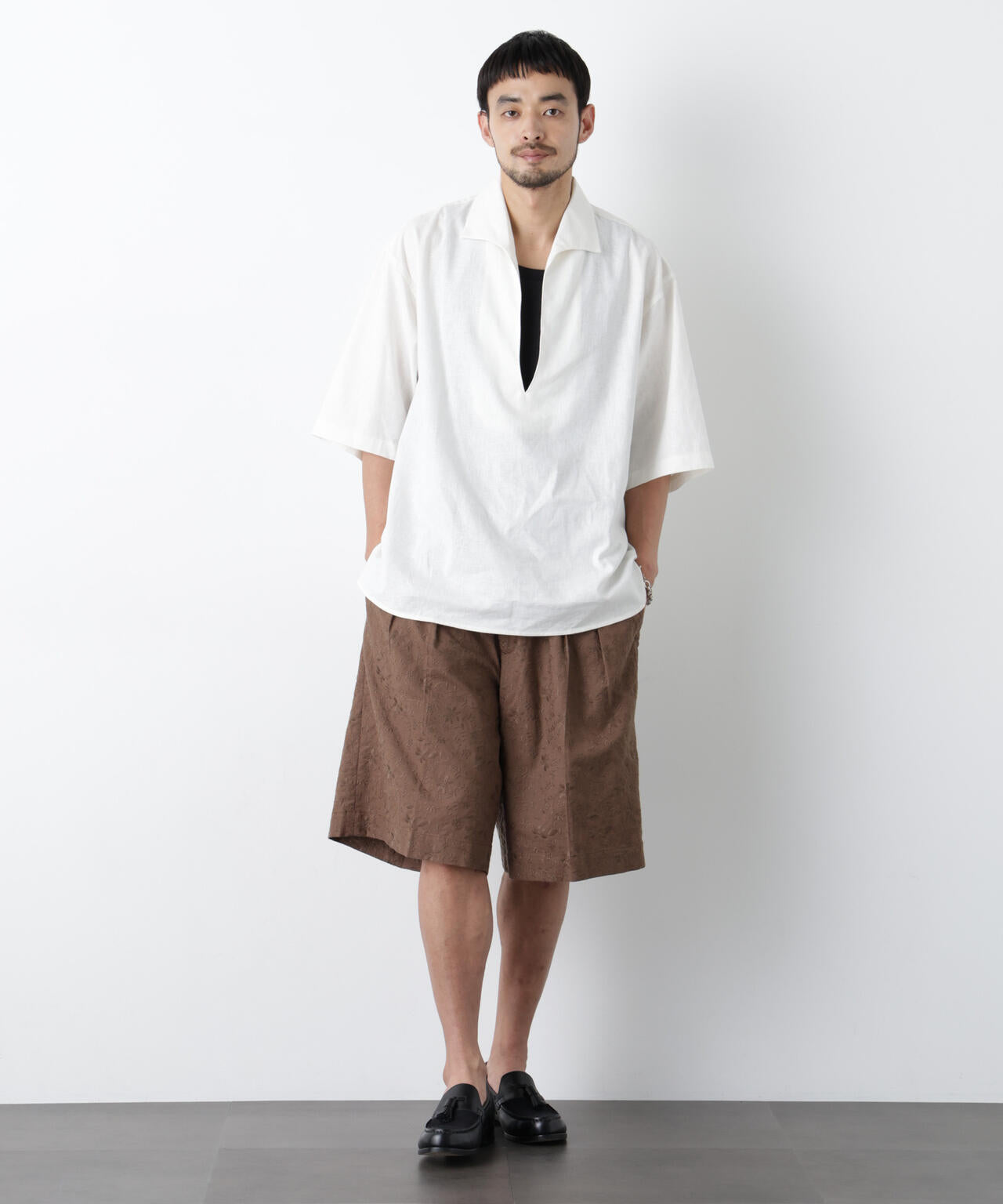 「OtoNANO」×masoret 総柄刺繍ショートパンツ(セットアップ可) 6686128203