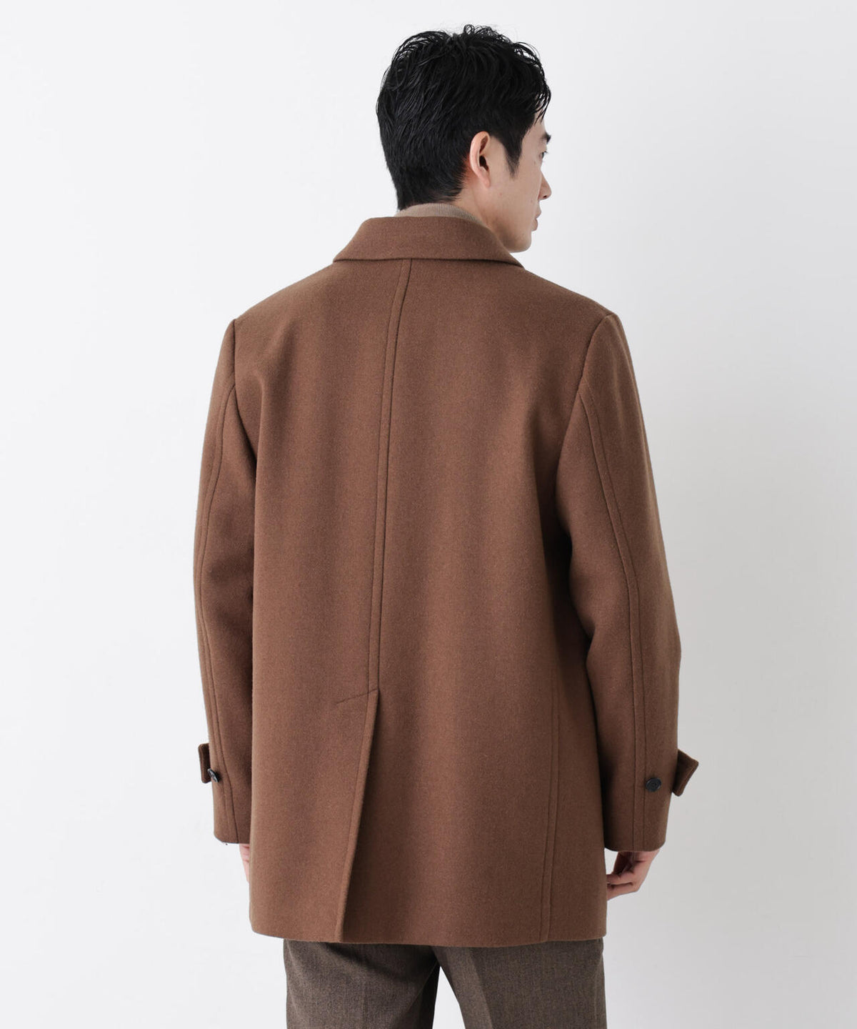 「NEW ON COAT」ウール/Nショートステンカラーコート 6686211205