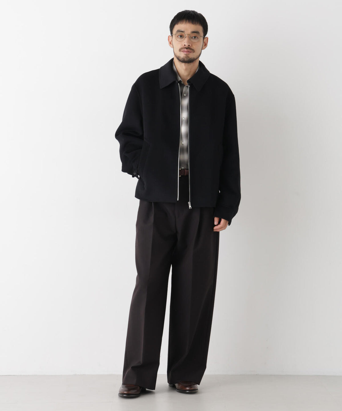 「ASSEMBLANC」 カシミヤブレンドリバーZIPブルゾン 6686212214
