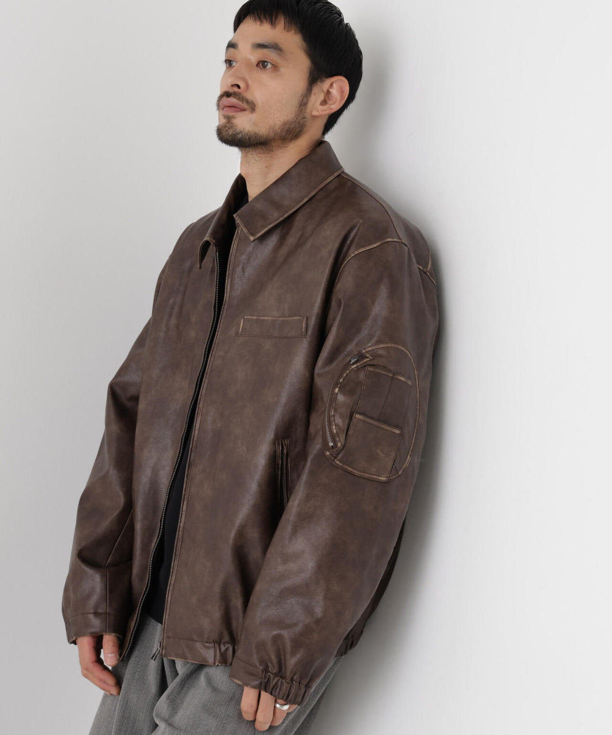 「SURPLUS」フェイクレザーフライトジャケット 6686212218