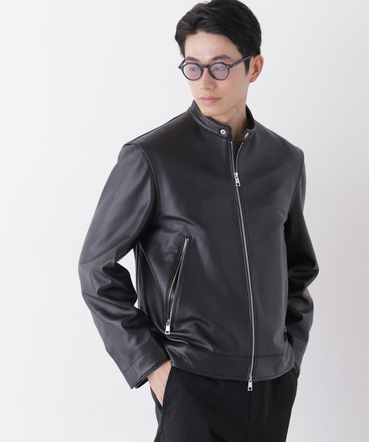 ラムナッパレザーシングルライダースジャケット 6686213202