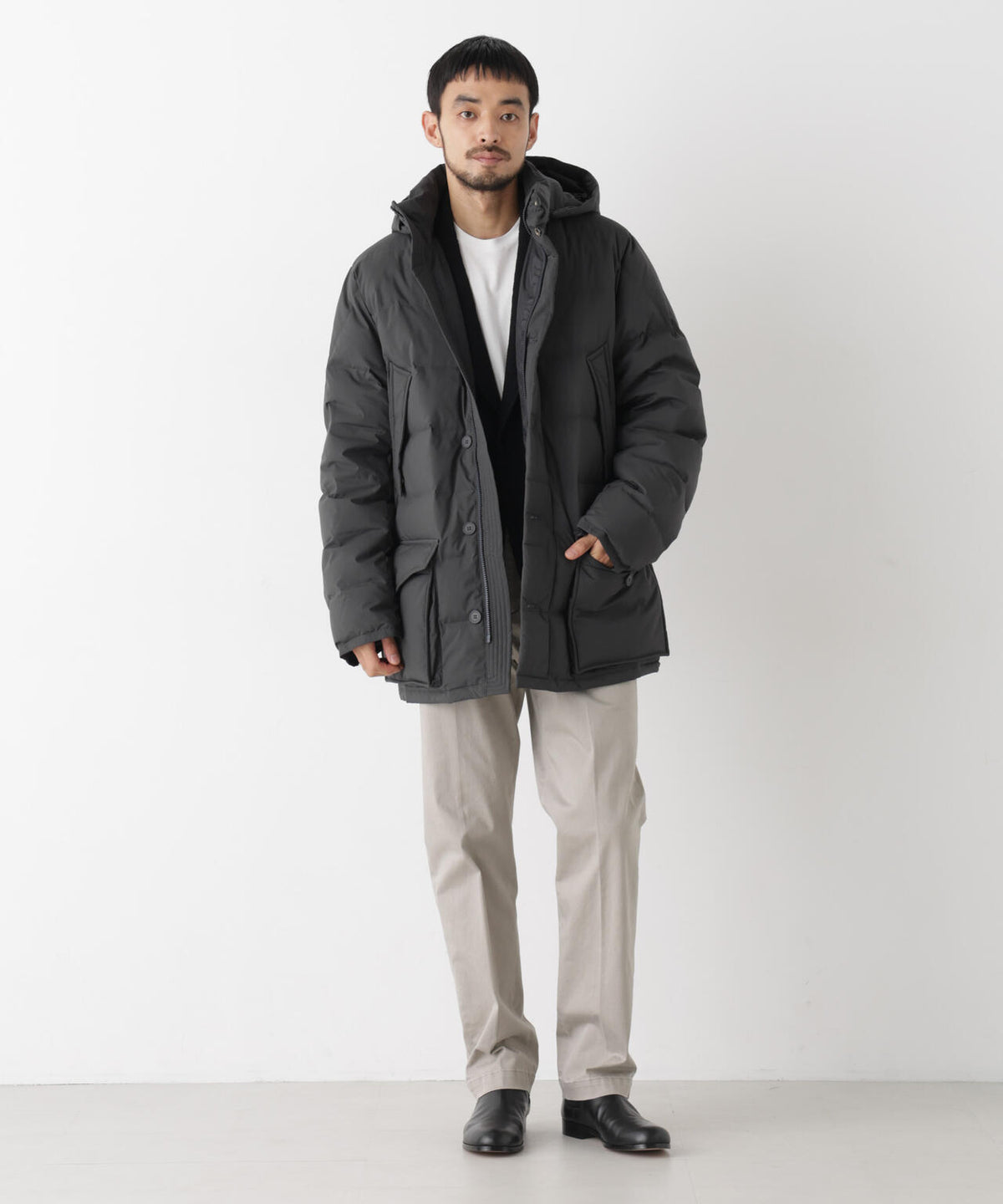 ALLIED FEATHER+DOWN ステッチミドルダウン フード脱着/撥水 6686214202