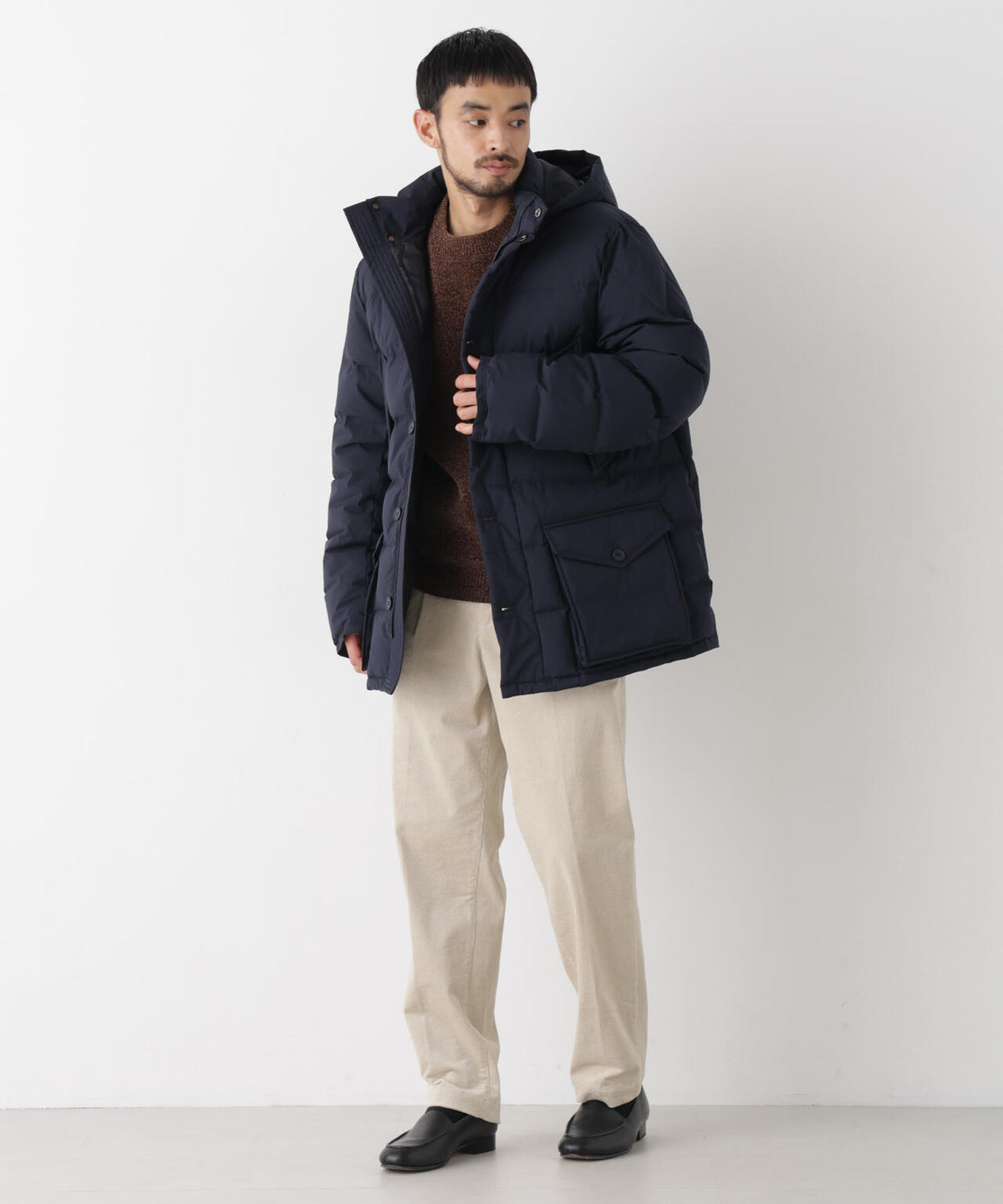 ALLIED FEATHER+DOWN ステッチミドルダウン フード脱着/撥水 6686214202