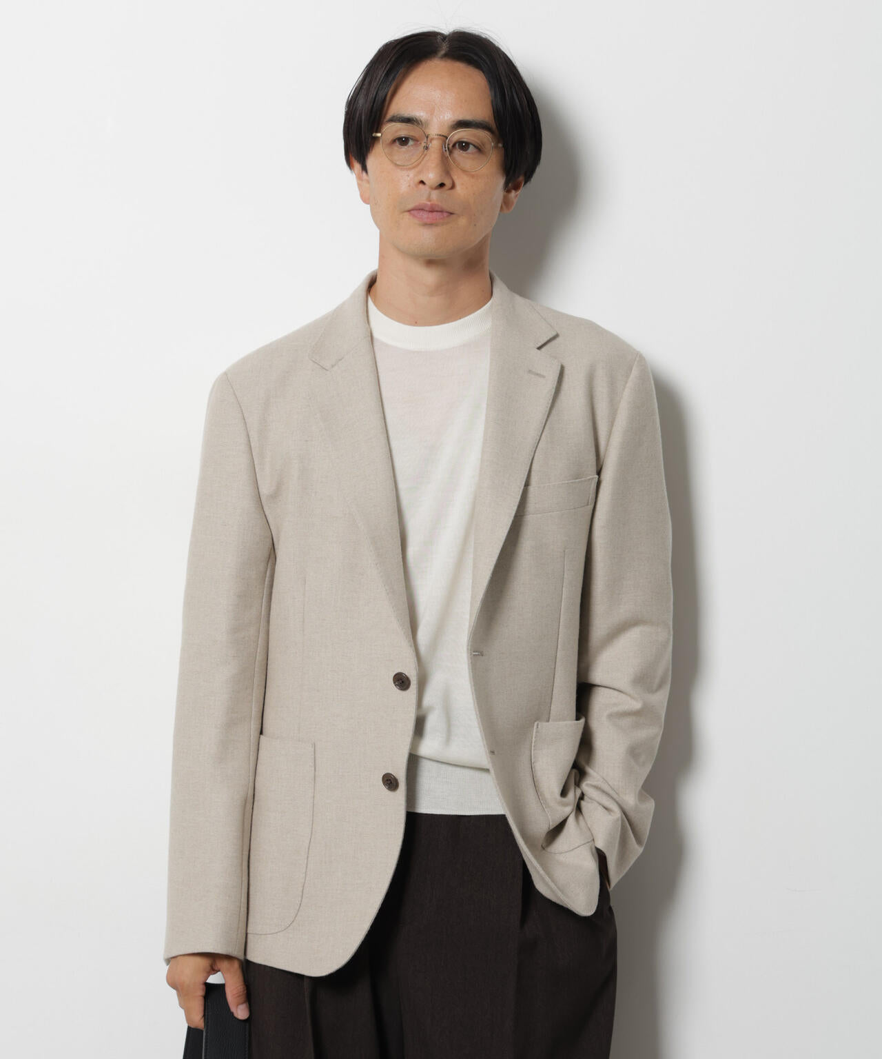 「DamerinoJacket」 カシミヤミックスウォッシャブルツイードジャケット 6686216205