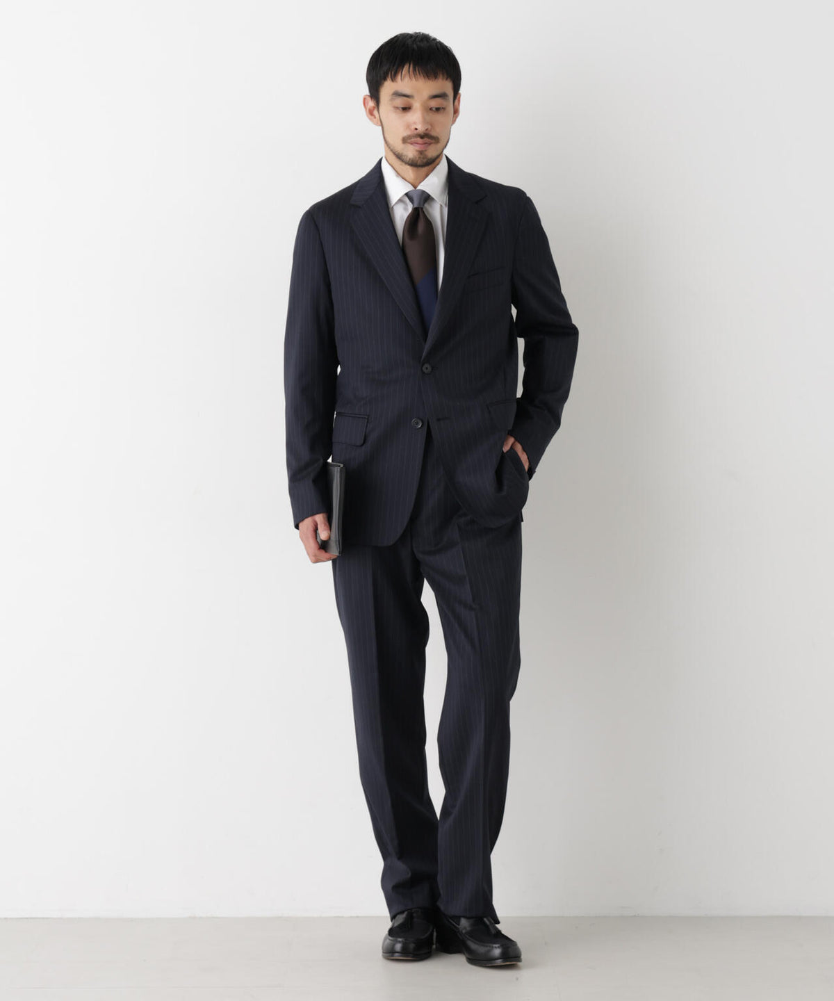 【形態安定】「DamerinoFormal」ウールPペンシルストライプJK/WASHABLE(セットアップ可) 6686217201