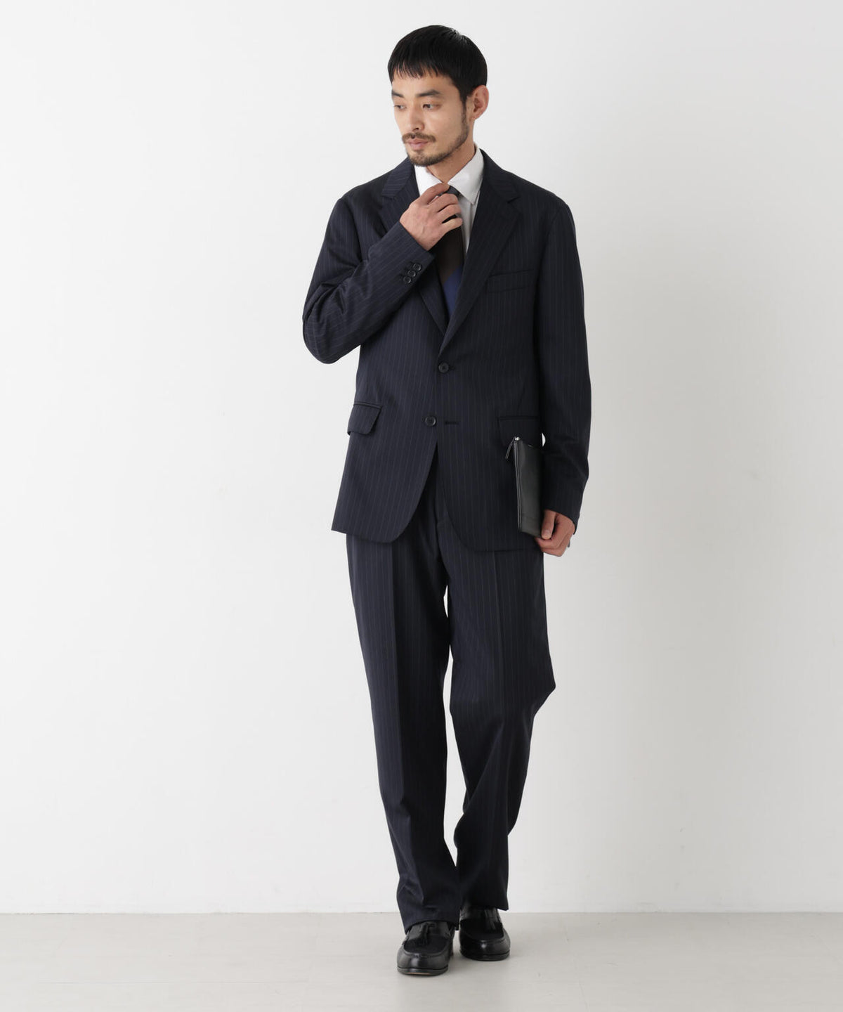 【形態安定】「DamerinoFormal」ウールPペンシルストライプJK/WASHABLE(セットアップ可) 6686217201