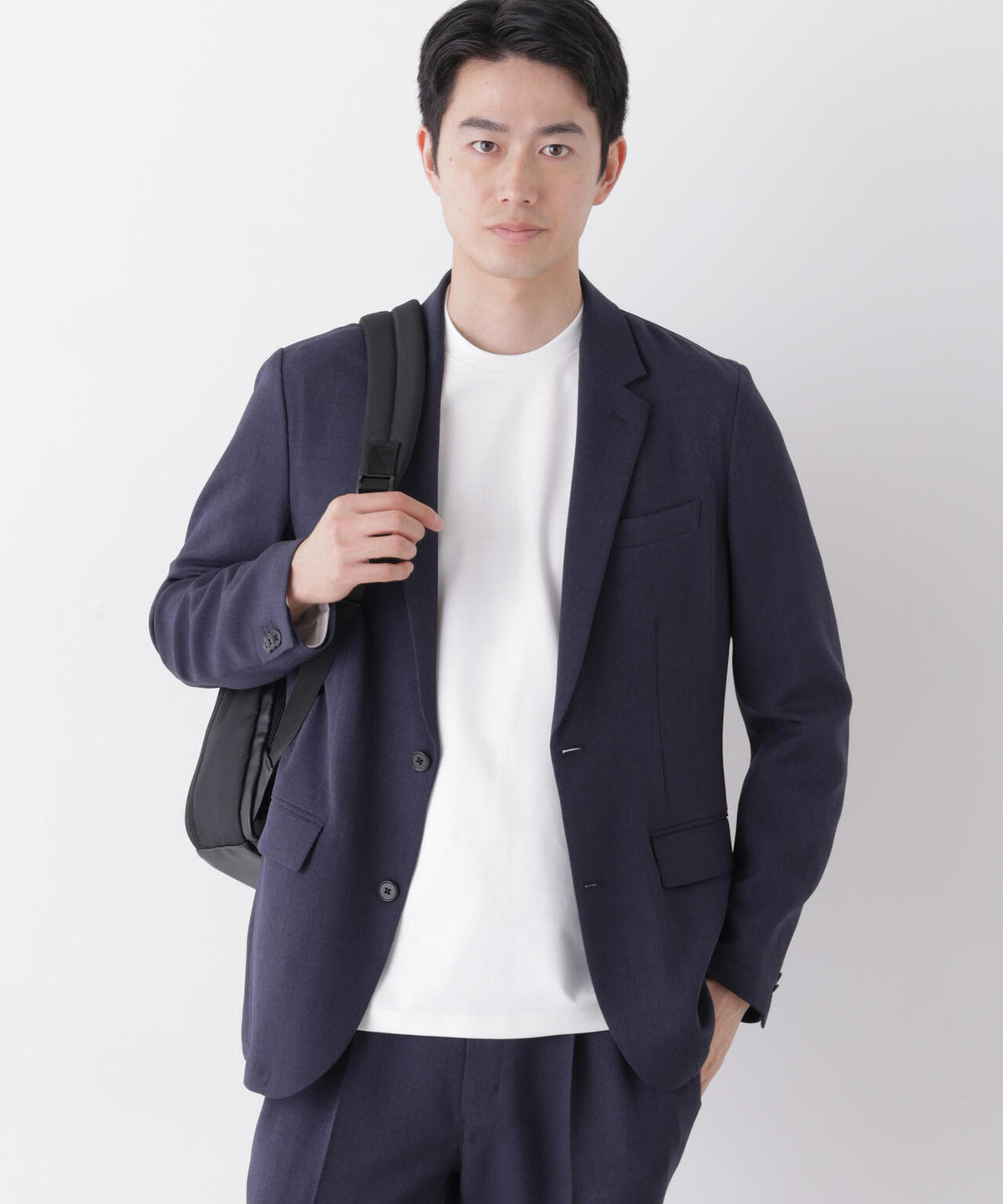 【形態安定】「Damerino」メランジエアシャークストレッチセットアップ 6686218204