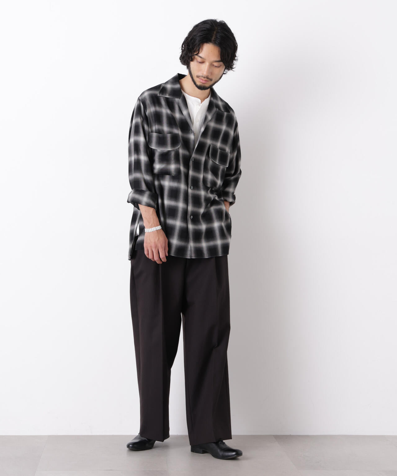 「ASSEMBLANC」 レーヨンオンブレーシャツ(セットアップ可) 6686220203