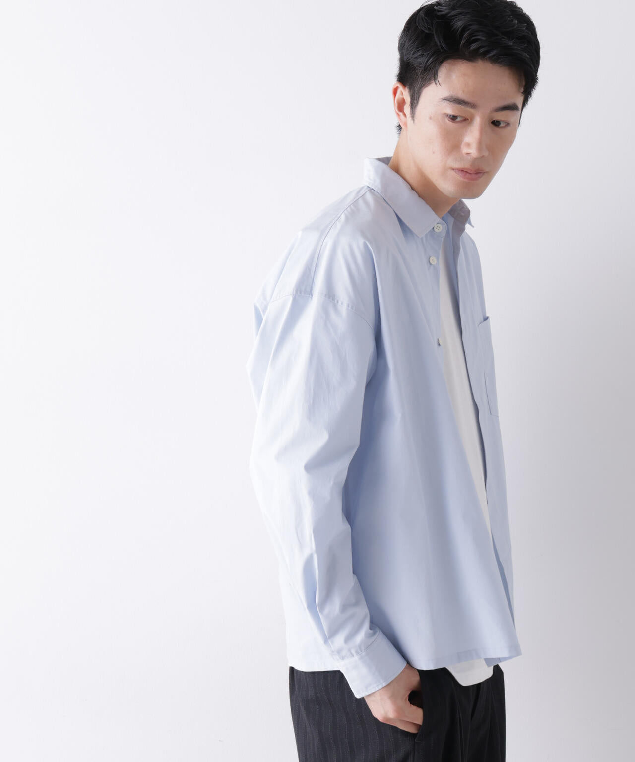「James Fabric」 ボクシークロップドシャツブルゾン 6686220210