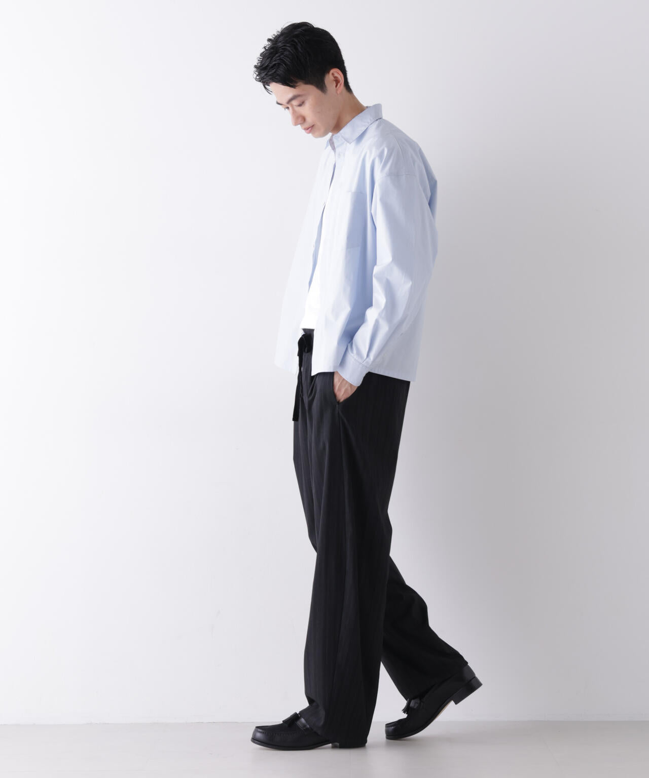 「James Fabric」 ボクシークロップドシャツブルゾン 6686220210