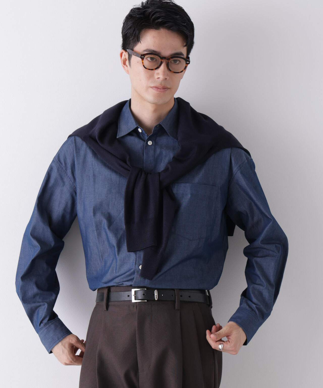 「James Fabric」 ボクシークロップドシャツブルゾン 6686220210