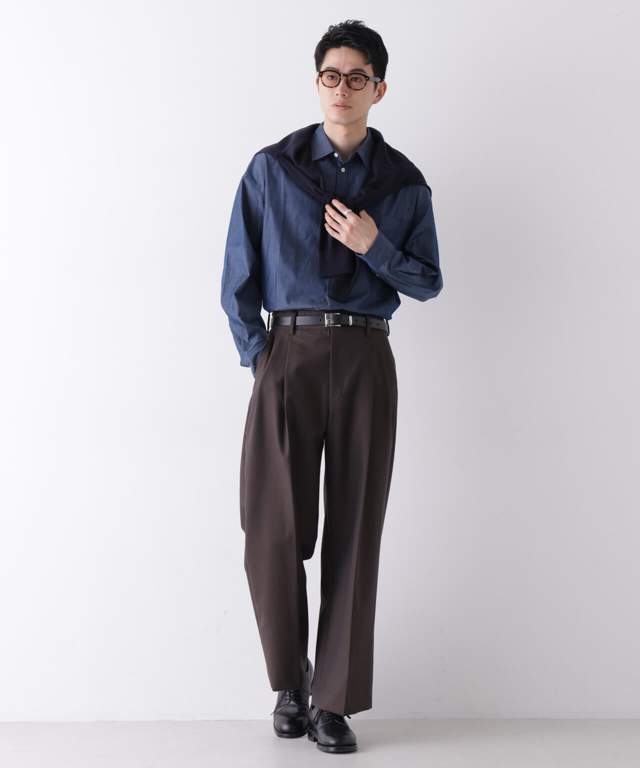 「James Fabric」 ボクシークロップドシャツブルゾン 6686220210