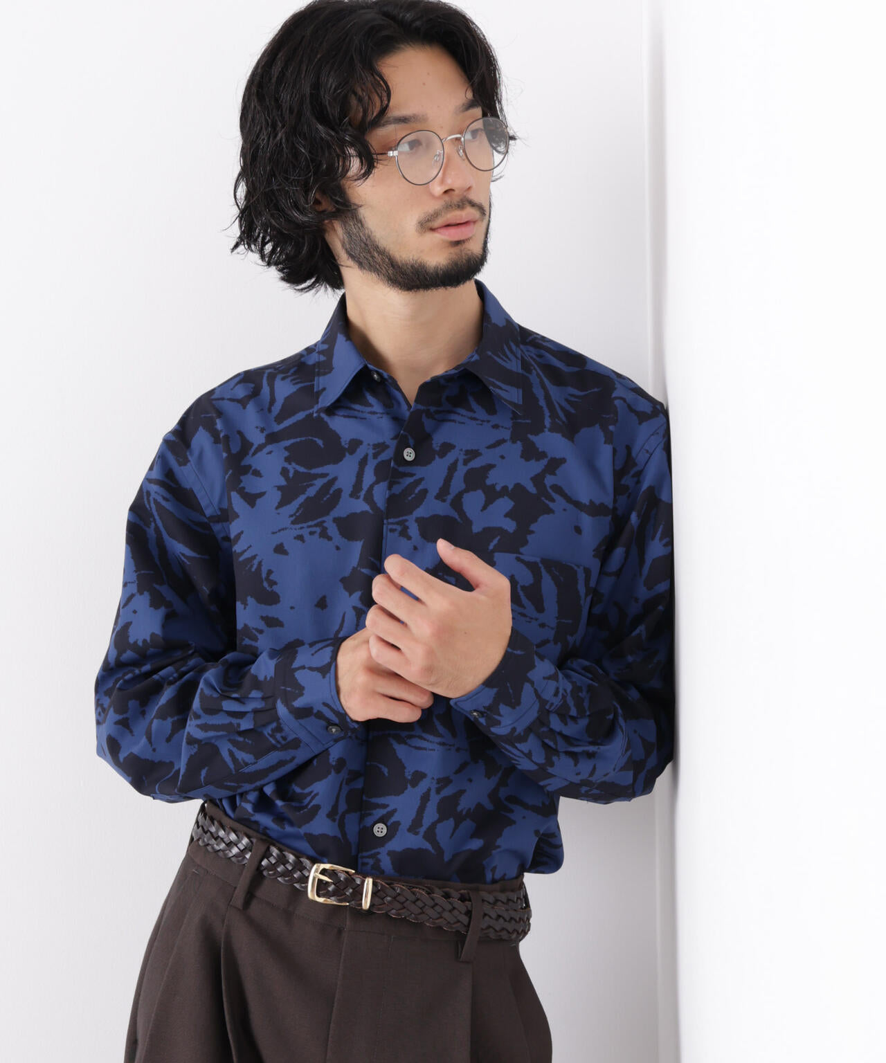 EDITORIAL PRINT レギュラーカラーシャツ 6686220222
