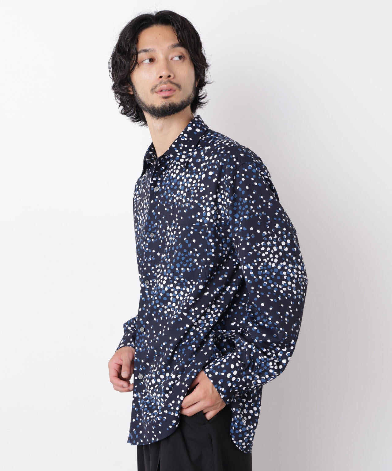 EDITORIAL PRINT レギュラーカラーシャツ 6686220222