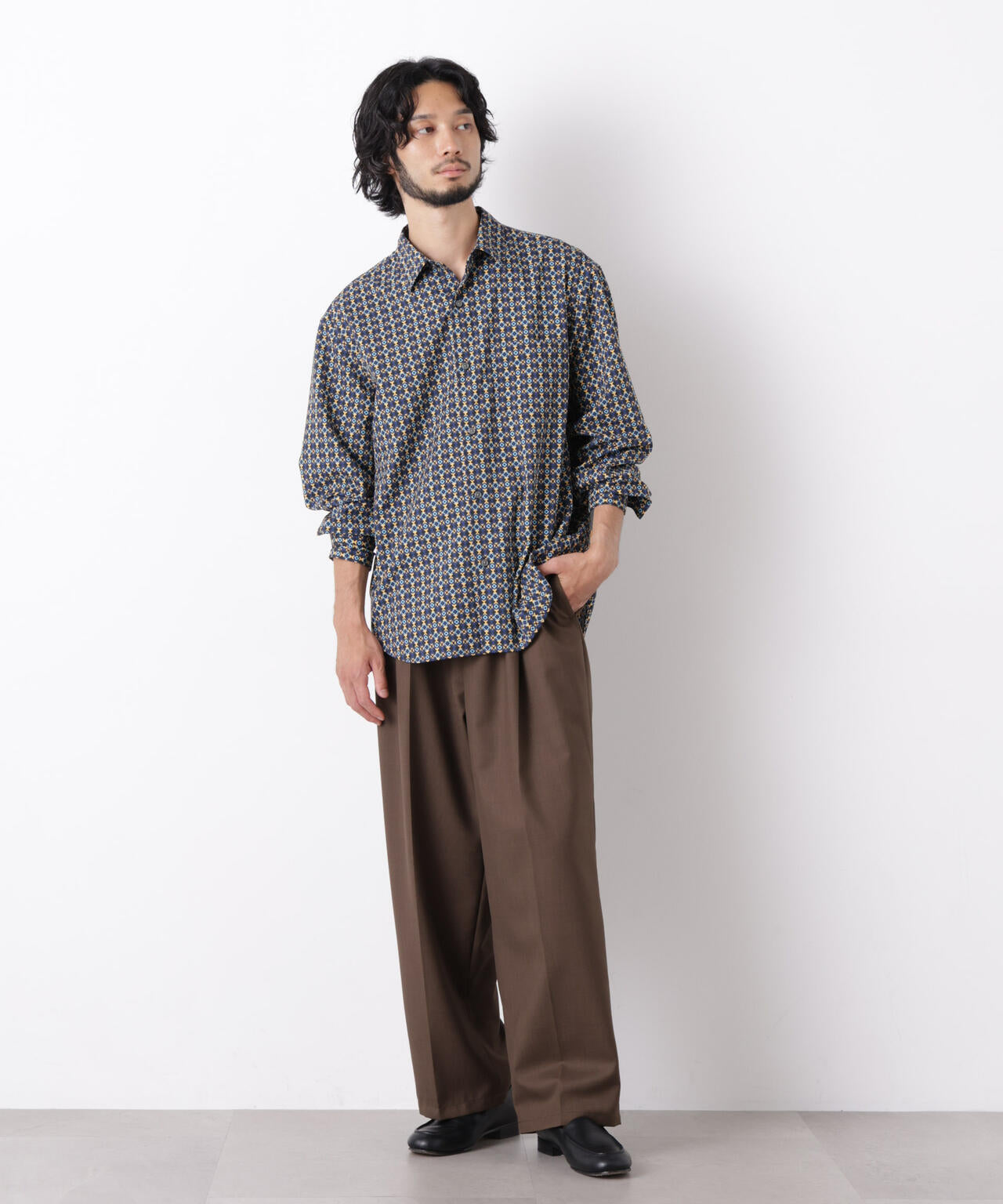 EDITORIAL PRINT レギュラーカラーシャツ 6686220222