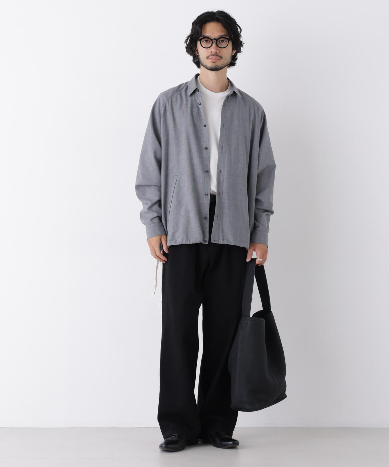「OtoNANO」2WAYコーチシャツ コットンウールボイル/チェック 6686220227