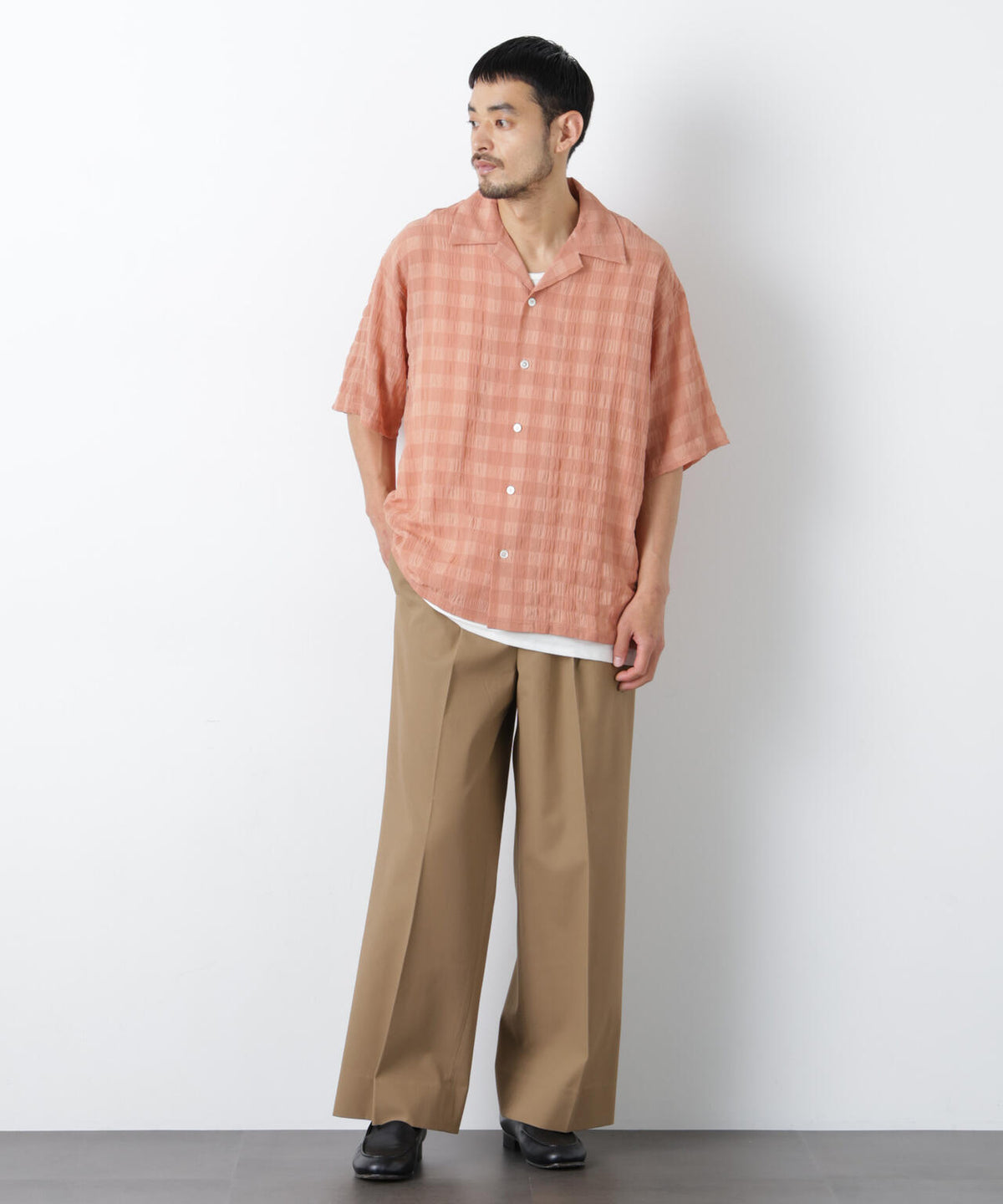 シースルーチェックシャツ 半袖 6686221202