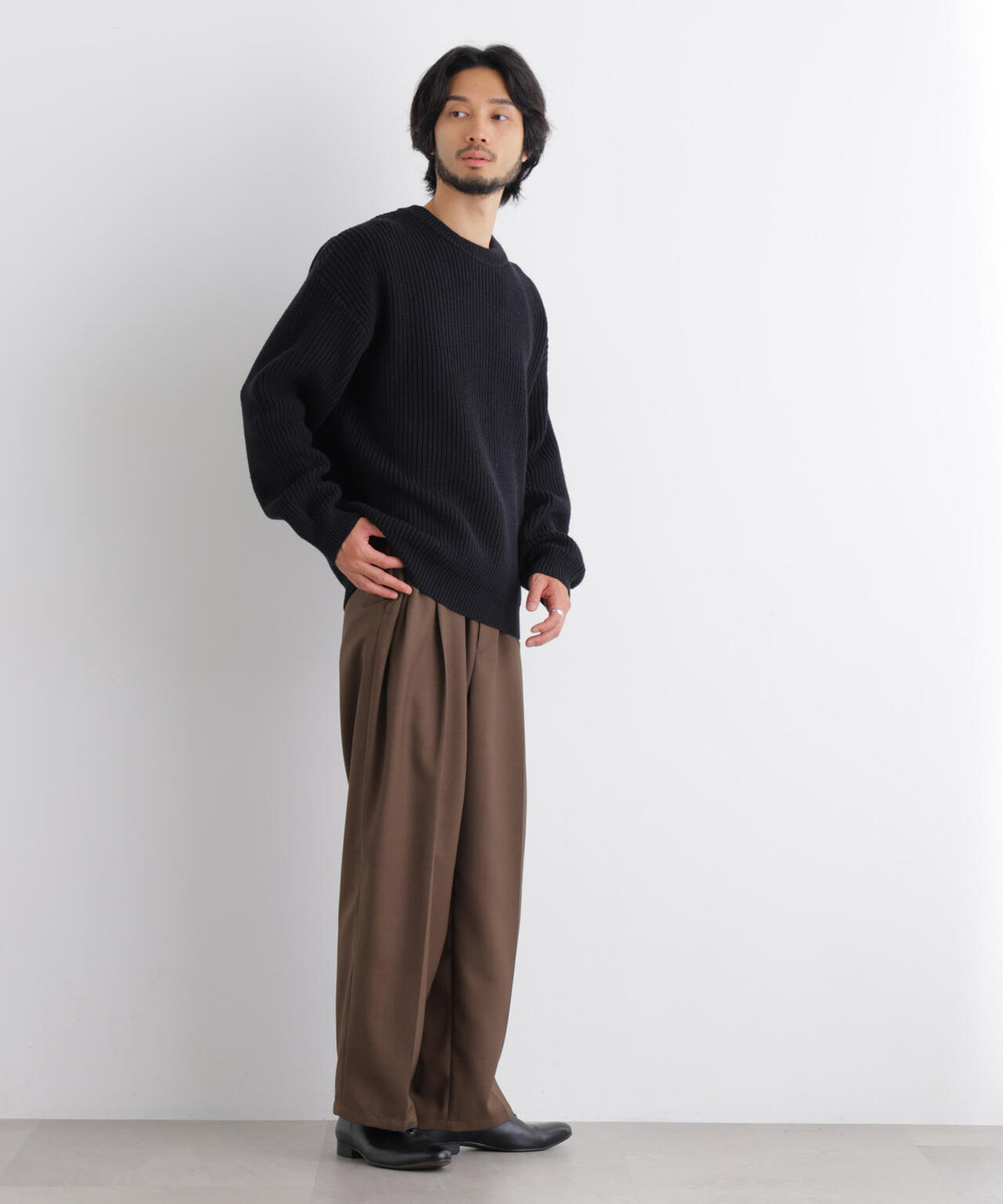 コットンMIXバルキークルーネックニット 6686222218