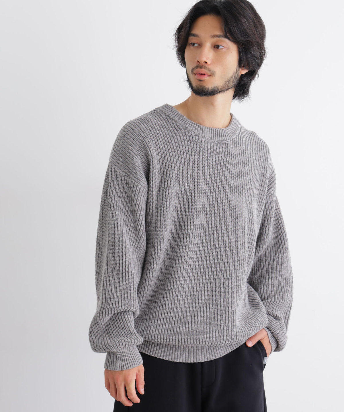 コットンMIXバルキークルーネックニット 6686222218