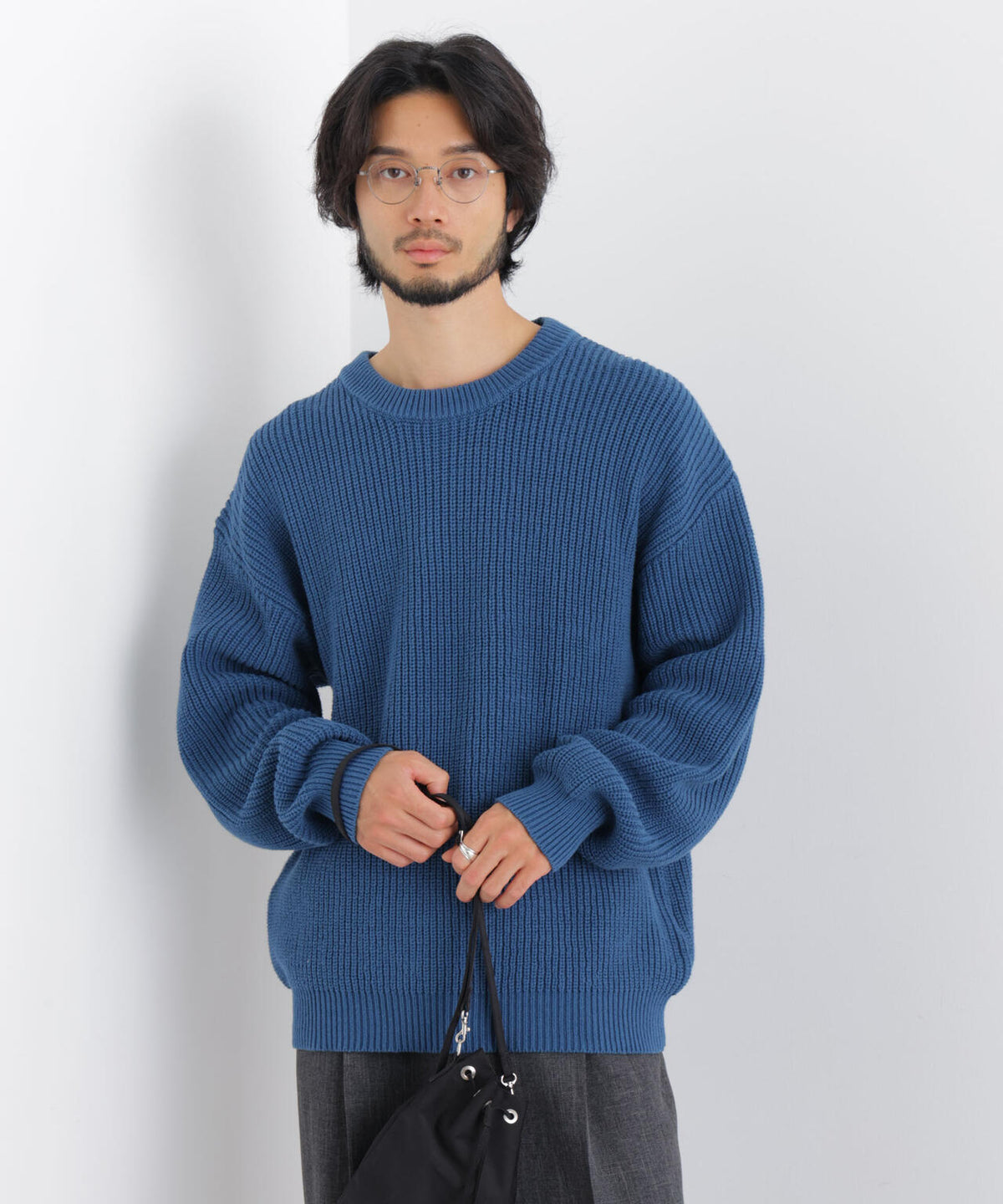 コットンMIXバルキークルーネックニット 6686222218