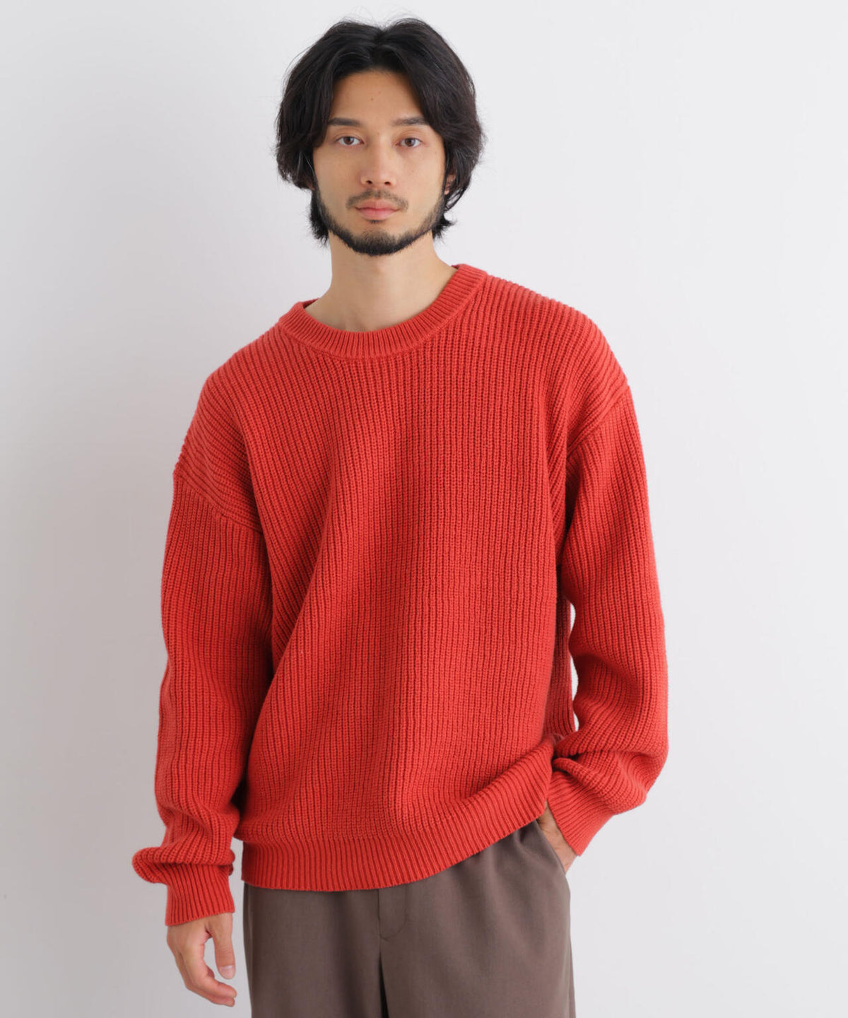 コットンMIXバルキークルーネックニット 6686222218