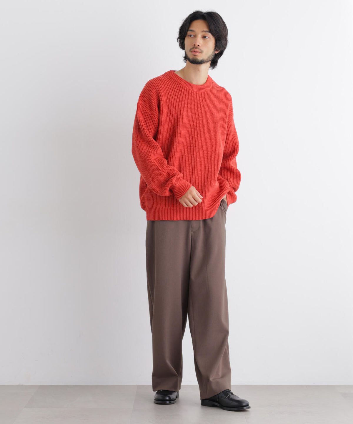 コットンMIXバルキークルーネックニット 6686222218