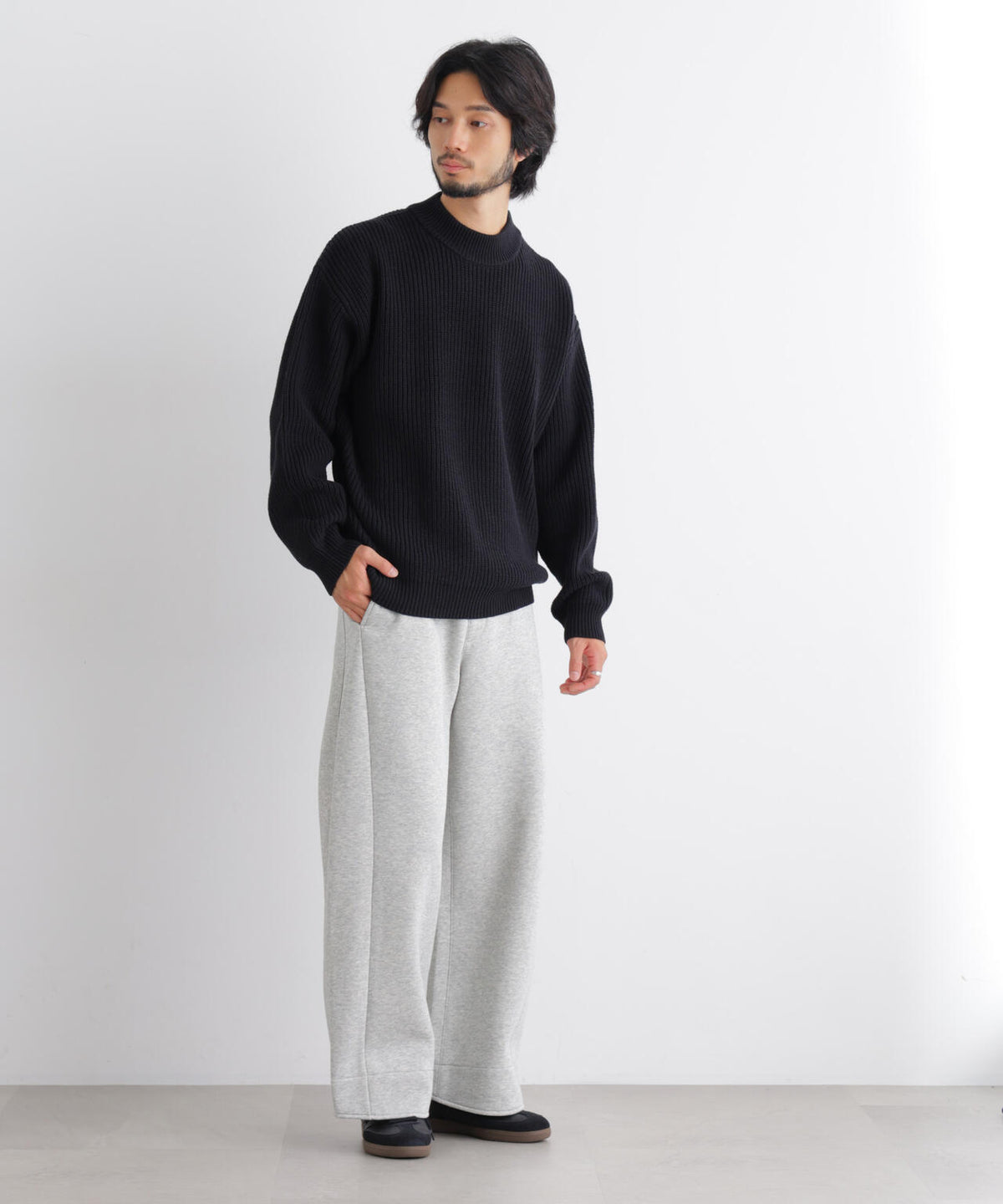 コットンMIXバルキーモックネックニット 6686222219