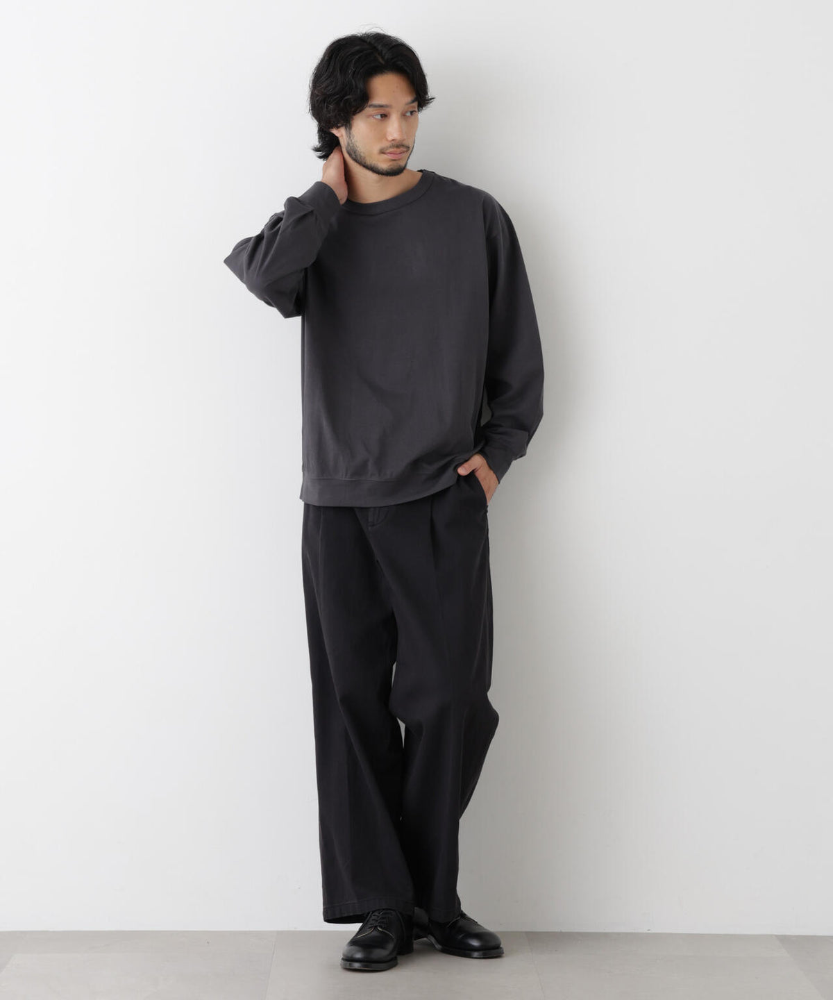 ソフトメランジクルーネックTシャツ 長袖 6686223215