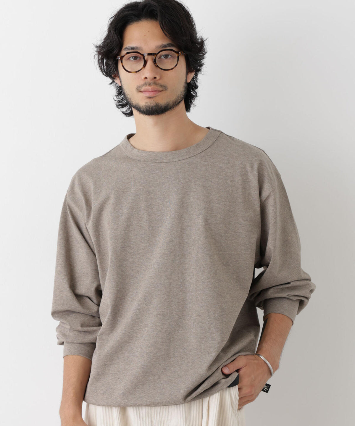 ソフトメランジクルーネックTシャツ 長袖 6686223215