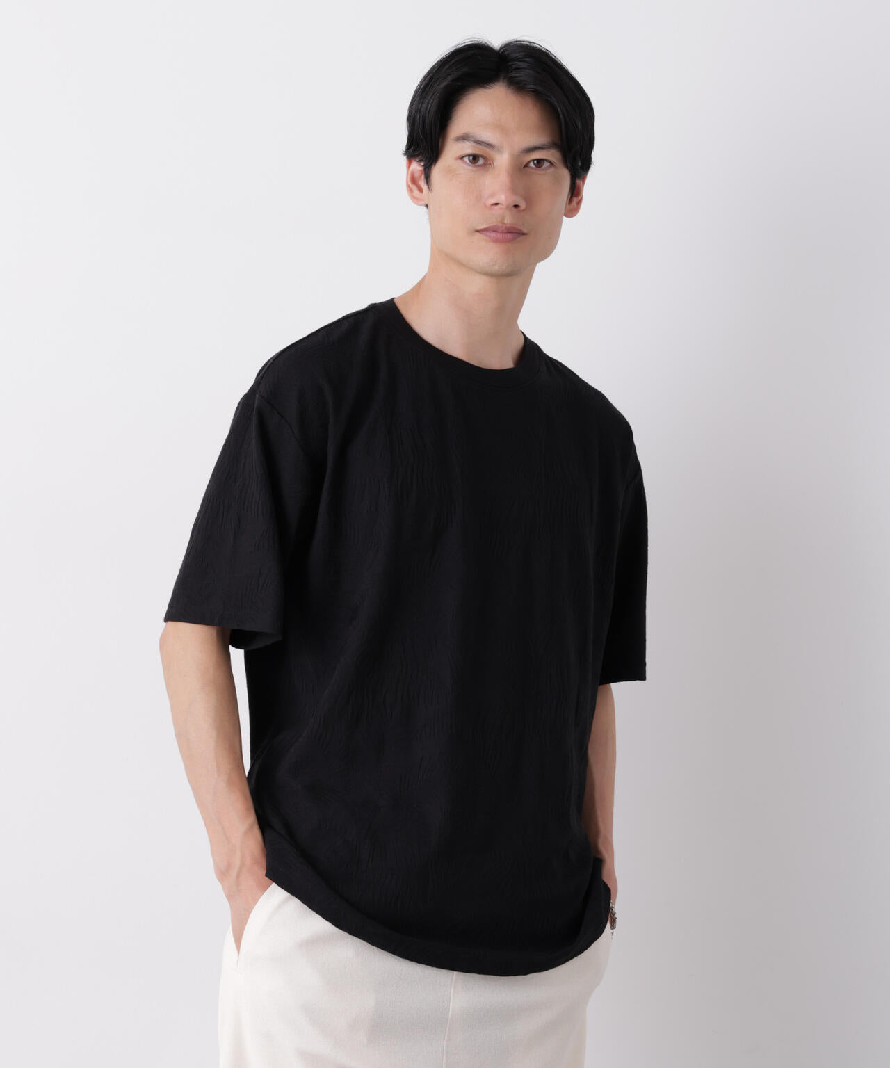 リンクスジャガードリーフ柄Tシャツ 6686224204