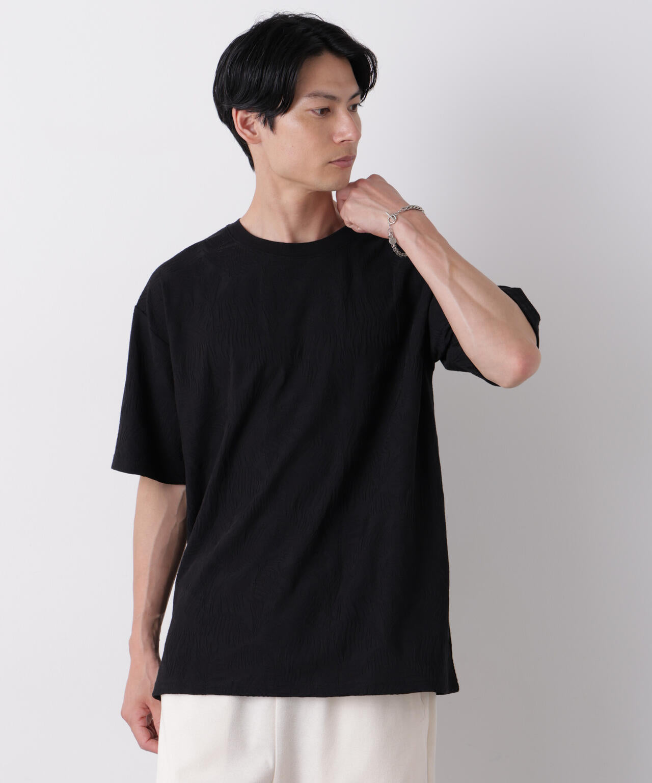リンクスジャガードリーフ柄Tシャツ 6686224204