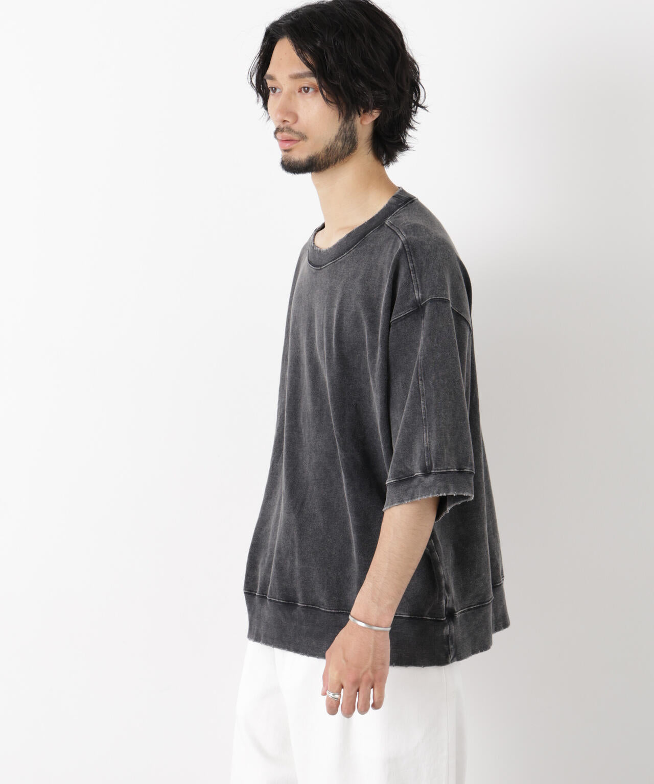ケミカル加工袖線切替えTシャツ 6686224205